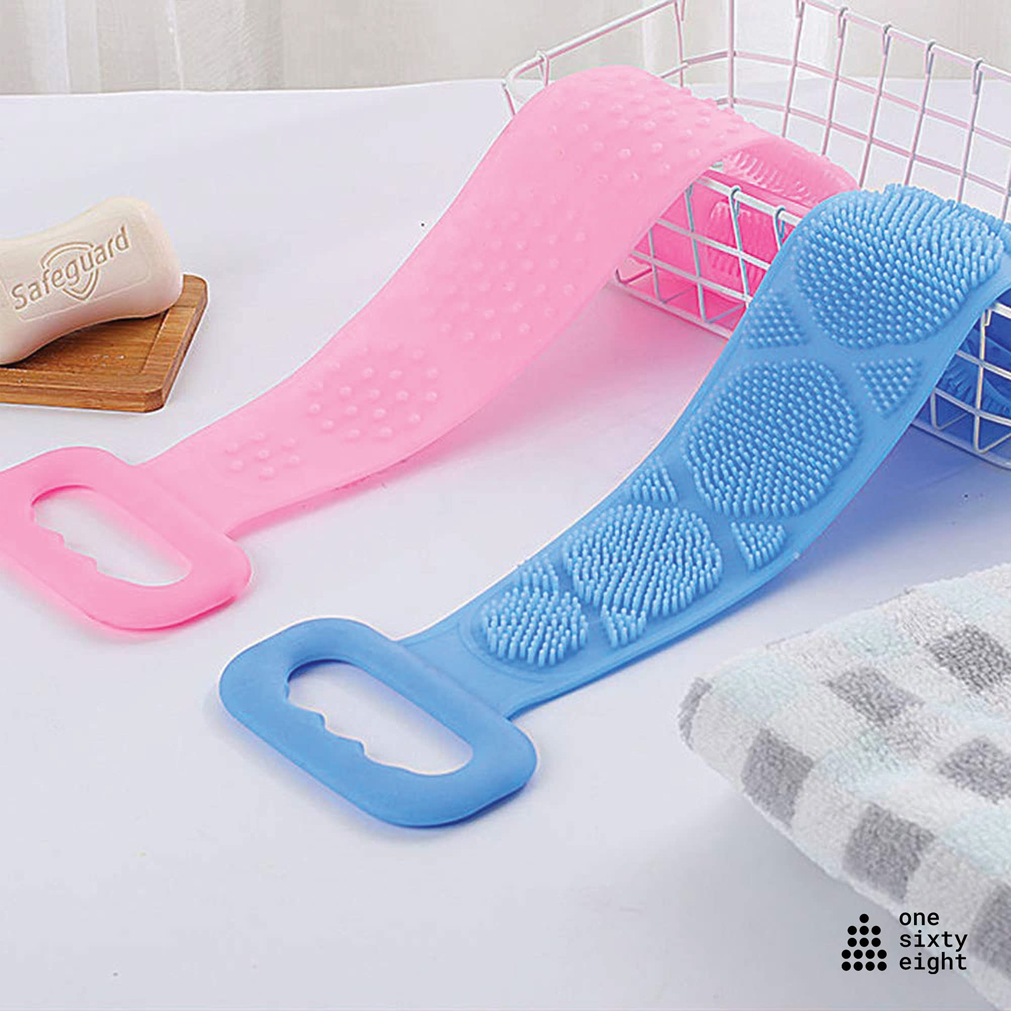 Silicone Back Scrubber for Shower & Bath - Exfoliating Massage Belt for Dead Skin Removal & Deep Cleaning - Multi-Color (Perfect for Hard-to-Reach Areas & Spa-Like Experience at Home)
