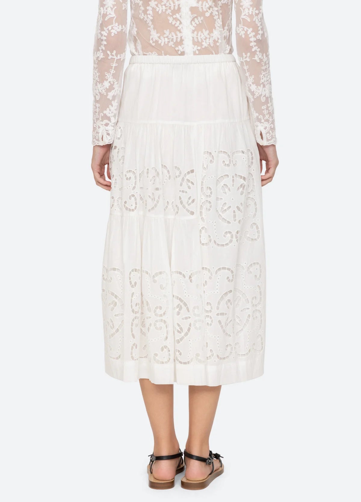 Elegant Dahlia Skirt with Pearl Embellishments - Women's Floral Midi Skirt for Casual Wear & Special Occasions
