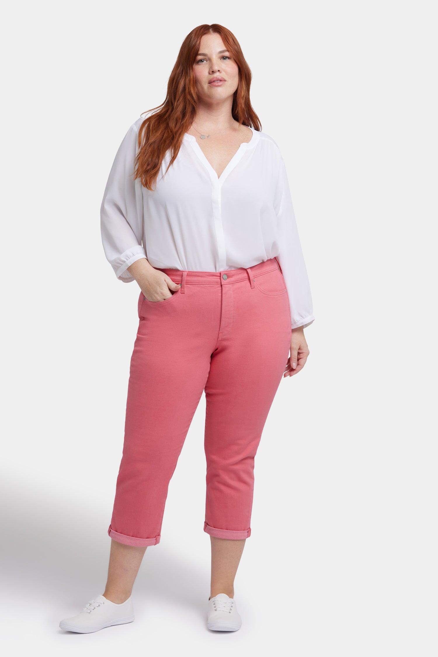 Chloe Plus Size Skinny Capri Jeans for Women - Spiced Coral Stretch Denim Pants | Casual Wear, Summer Outfits & Everyday Comfort