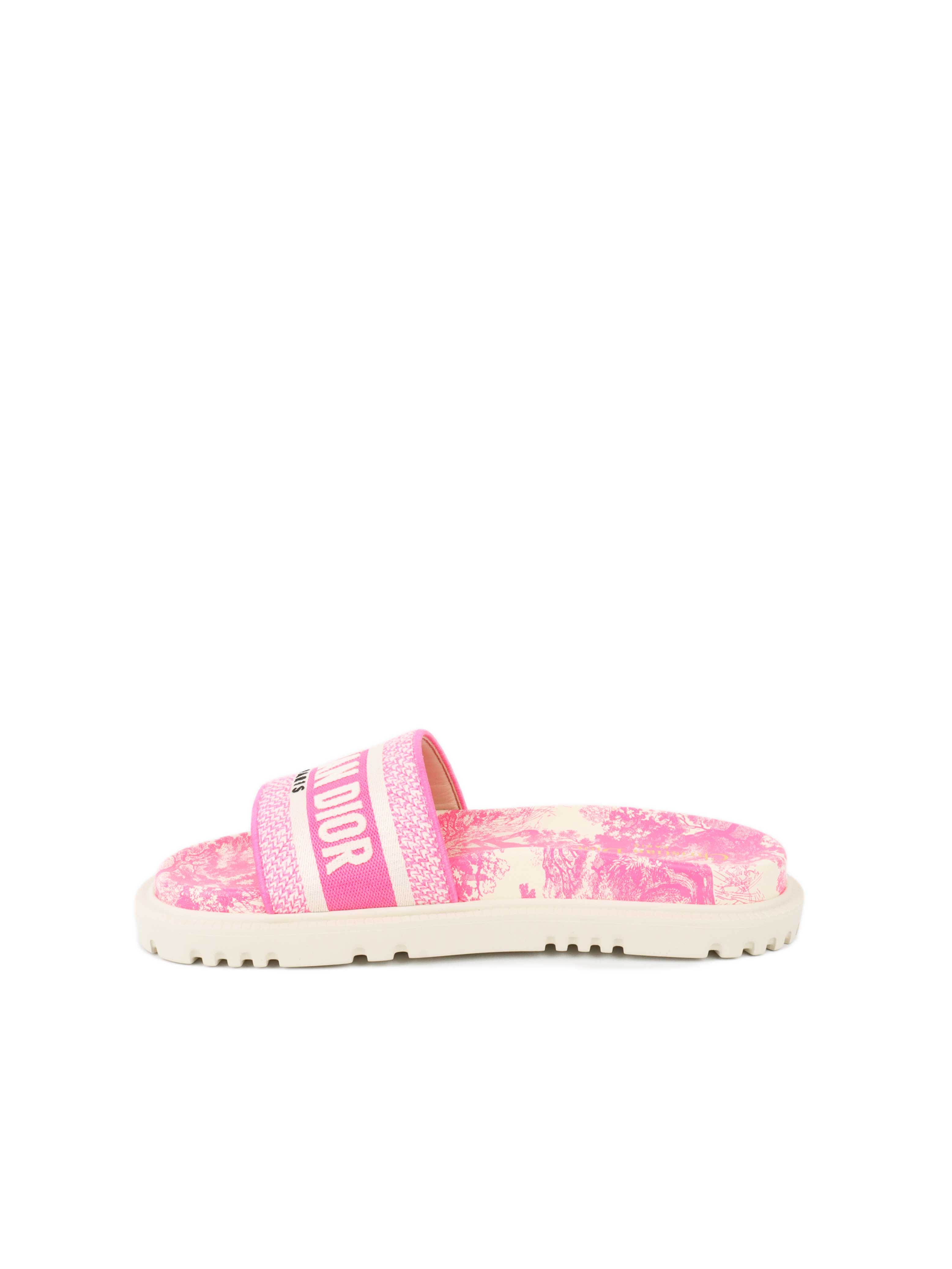 Dior Dway Rubber Slides for Women - White & Fluro Pink Sandals | Comfortable Summer Pool Slides for Beach, Vacation & Casual Wear
