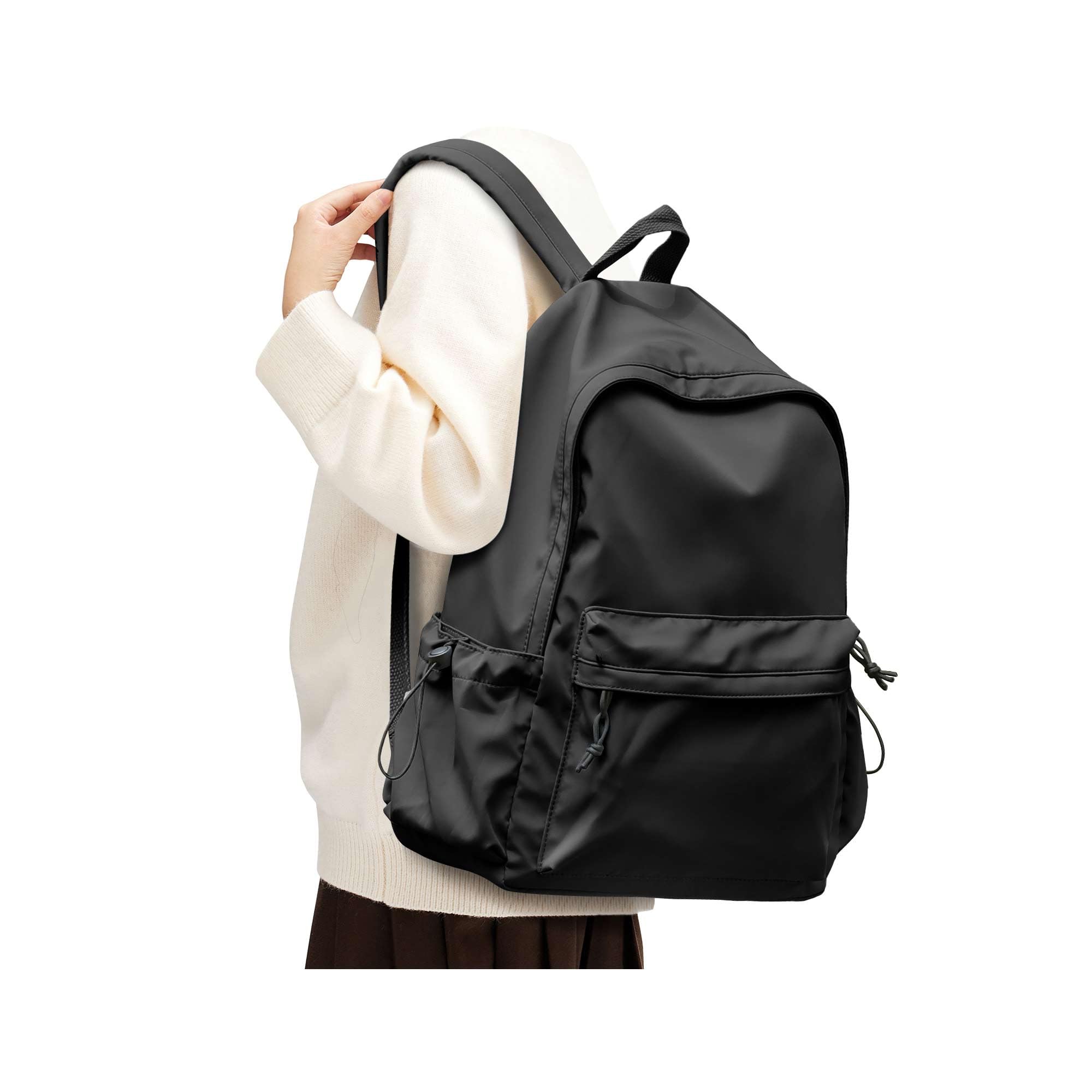Stylish Black Waterproof Backpack for Women & Men - Lightweight School Bookbag for High School & College Students, Travel Daypack, Casual Rucksack - Perfect for Daily Commute, Campus Life & Outdoor Adventures