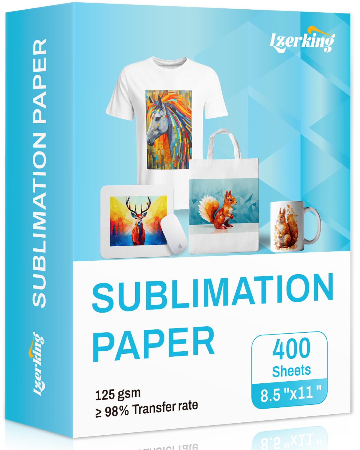 Premium 8.5x11 Inch Sublimation Paper 125gsm - 400 Sheets Heat Transfer Paper for Inkjet Printers | Perfect for T-Shirts, Mugs, Phone Cases, DIY Projects & Crafts | High-Quality Sublimation Printing Supplies for Home & Small Business Use