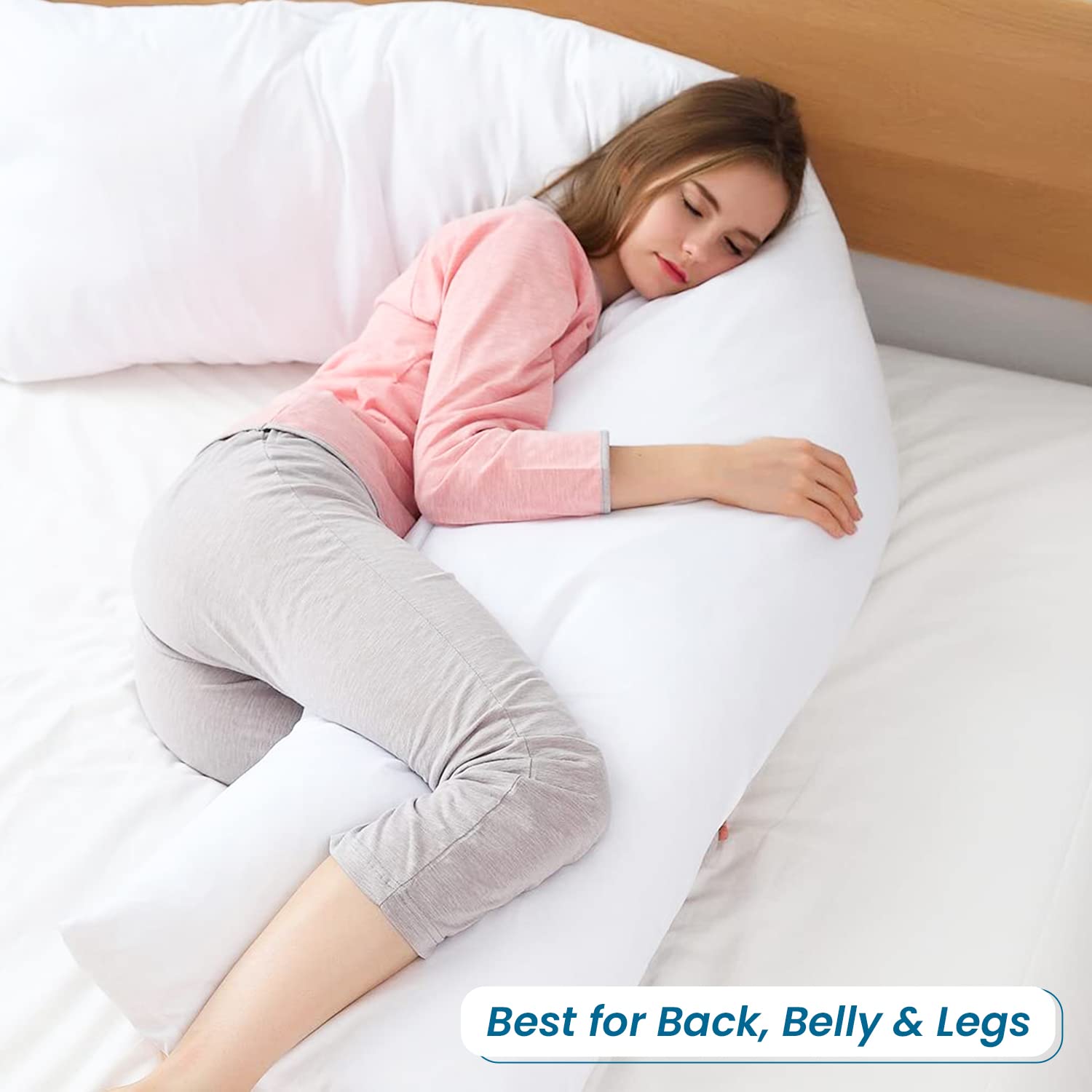 Premium 500 Thread Count 100% Egyptian Cotton Body Pillow Cover - 20x72 Inch Navy Blue with Zipper Closure - Soft & Breathable Pillowcase for Pregnancy Support, Back Pain Relief & Comfortable Sleep