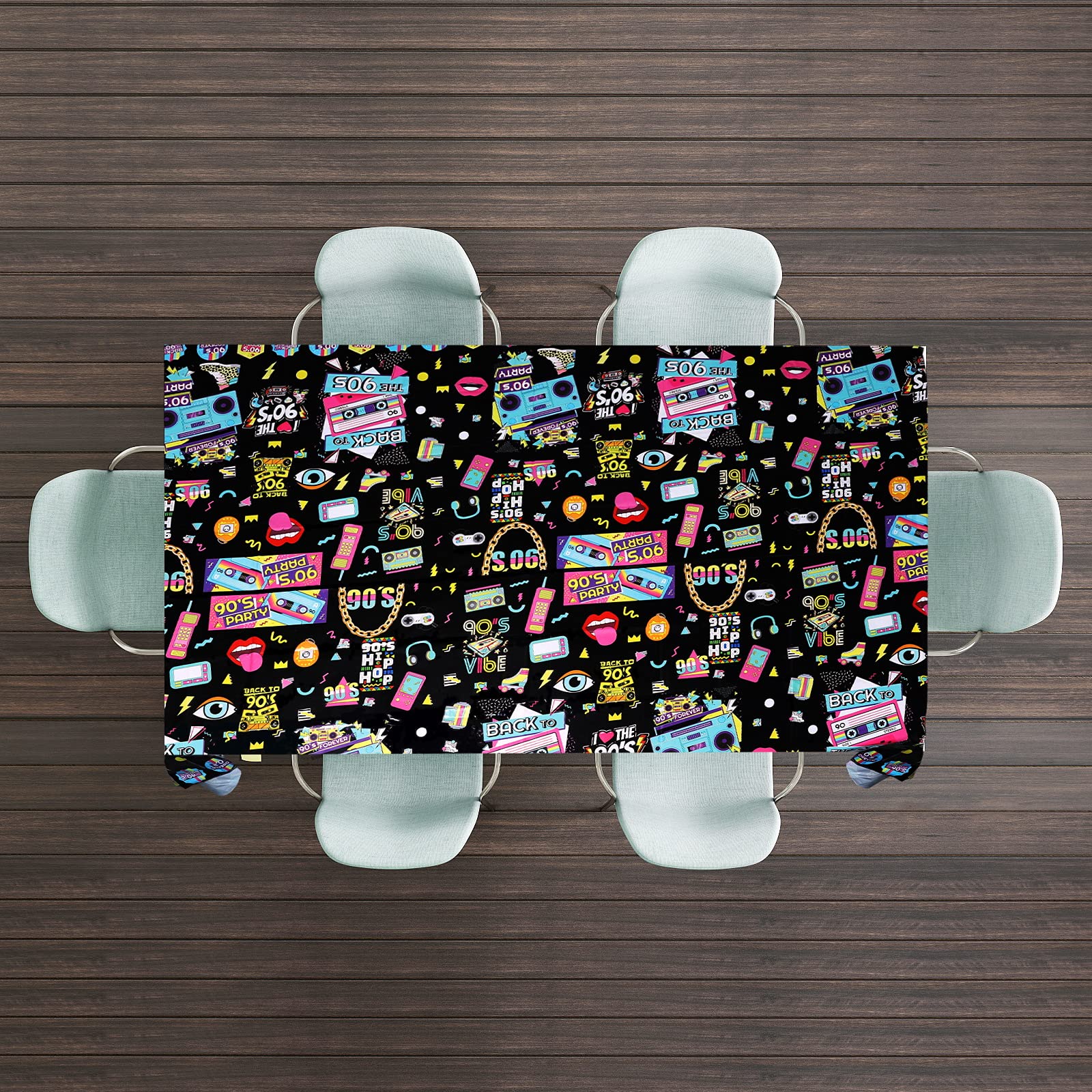 3 Pack 90s Themed Party Tablecloths - Retro Hip Hop Birthday Table Covers for 1990s Theme Party Decorations - Perfect for 90s Birthday Parties, School Events & Throwback Celebrations