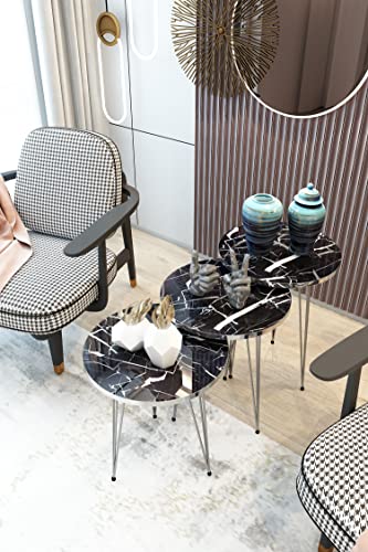 Black Marble / Silver Legs