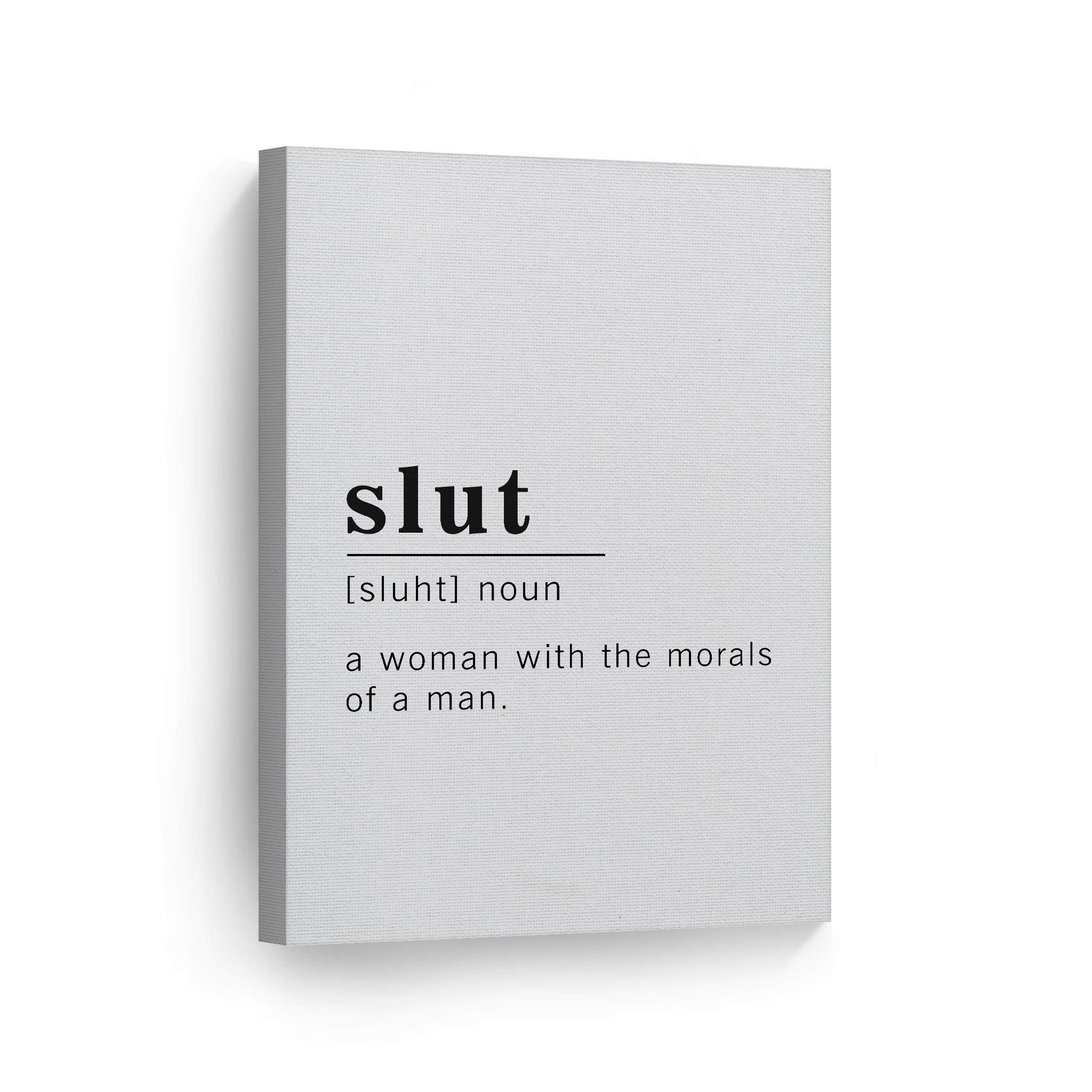 Funny Noun Dictionary Definition of Slut Canvas Print - Inspirational Quote Wall Art for Office, Living Room, Bedroom & Bathroom Decor - Ready to Hang 40x30 Inches - Made in USA | Perfect for Gag Gifts, Bachelorette Parties & Unique Home Decor