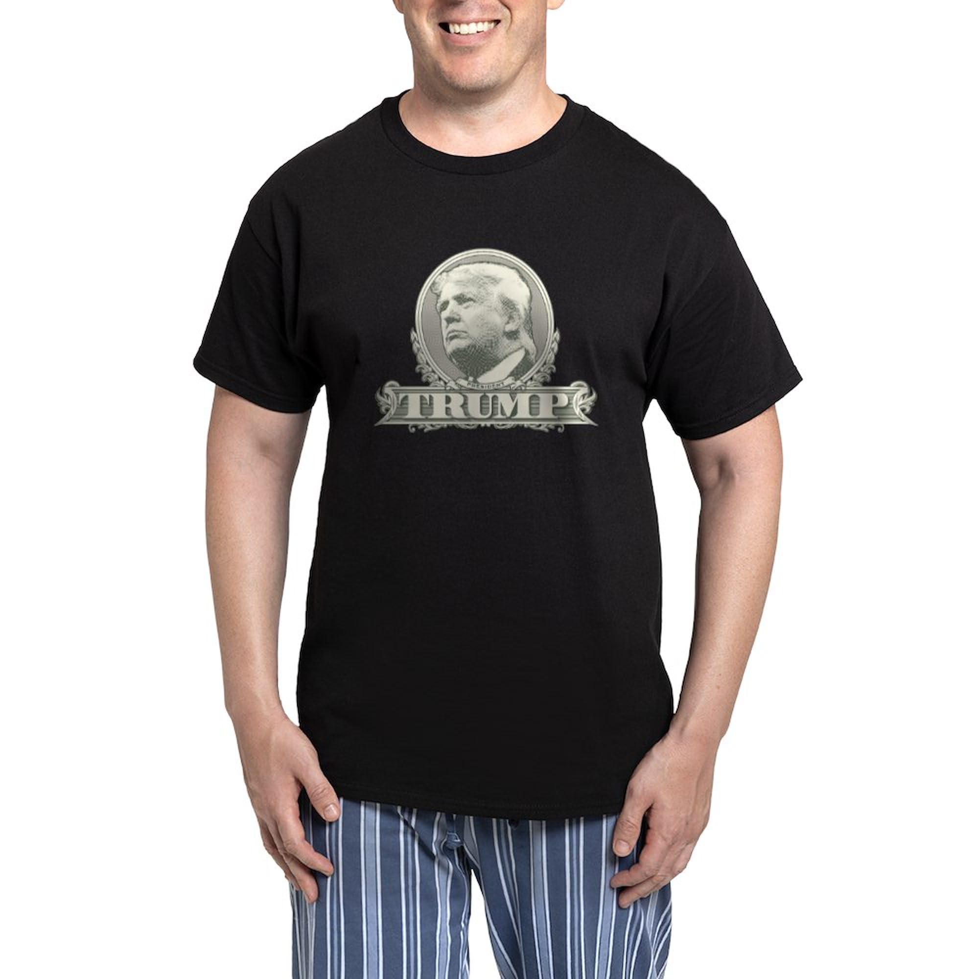 Donald Trump Dollar Bill Print Men's Dark Pajama Set - Comfortable Sleepwear for Lounge & Gift | Funny Novelty Pajamas for Trump Supporters & Political Fans