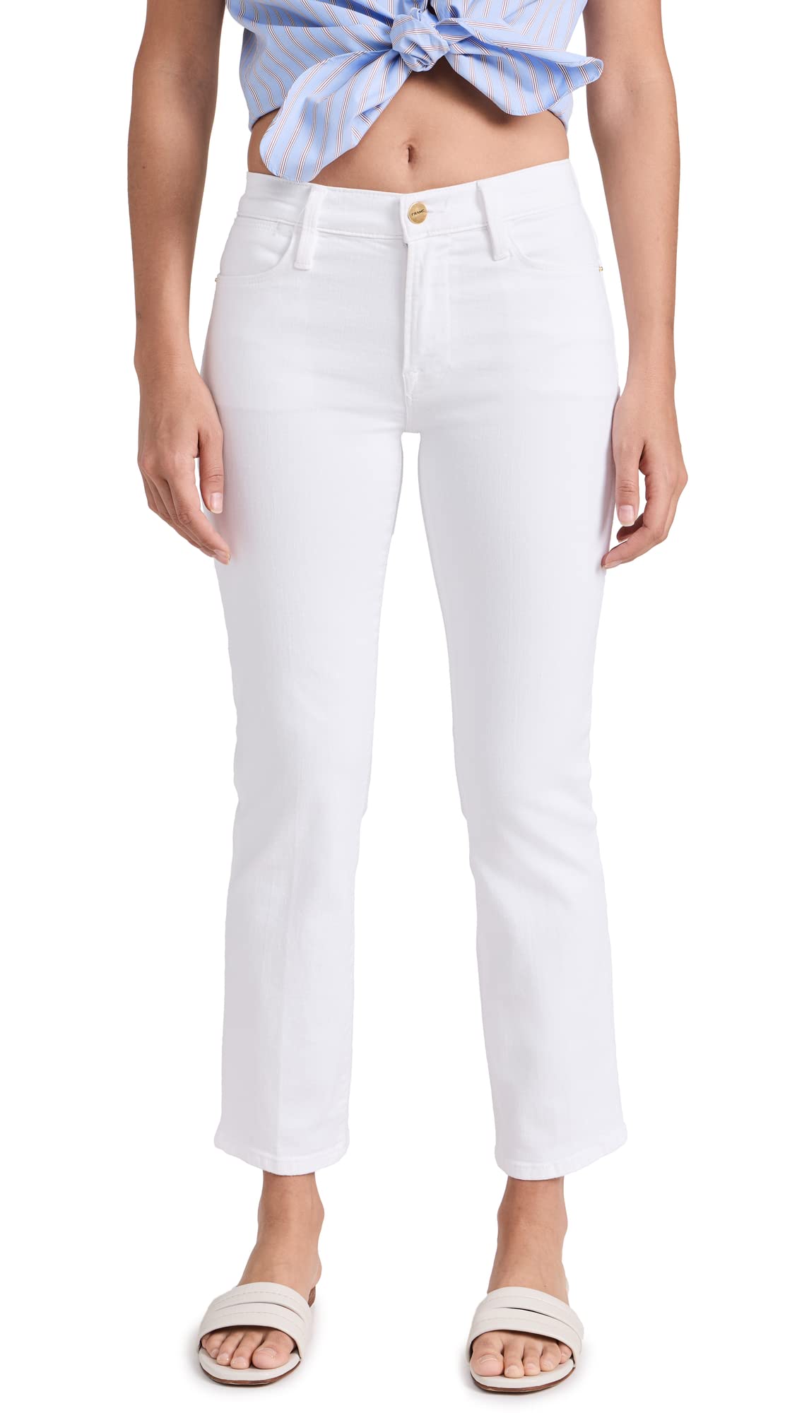 FRAME Women's High Waist Straight Leg Jeans - Classic Denim Pants for Casual Wear, Office & Everyday Outfits