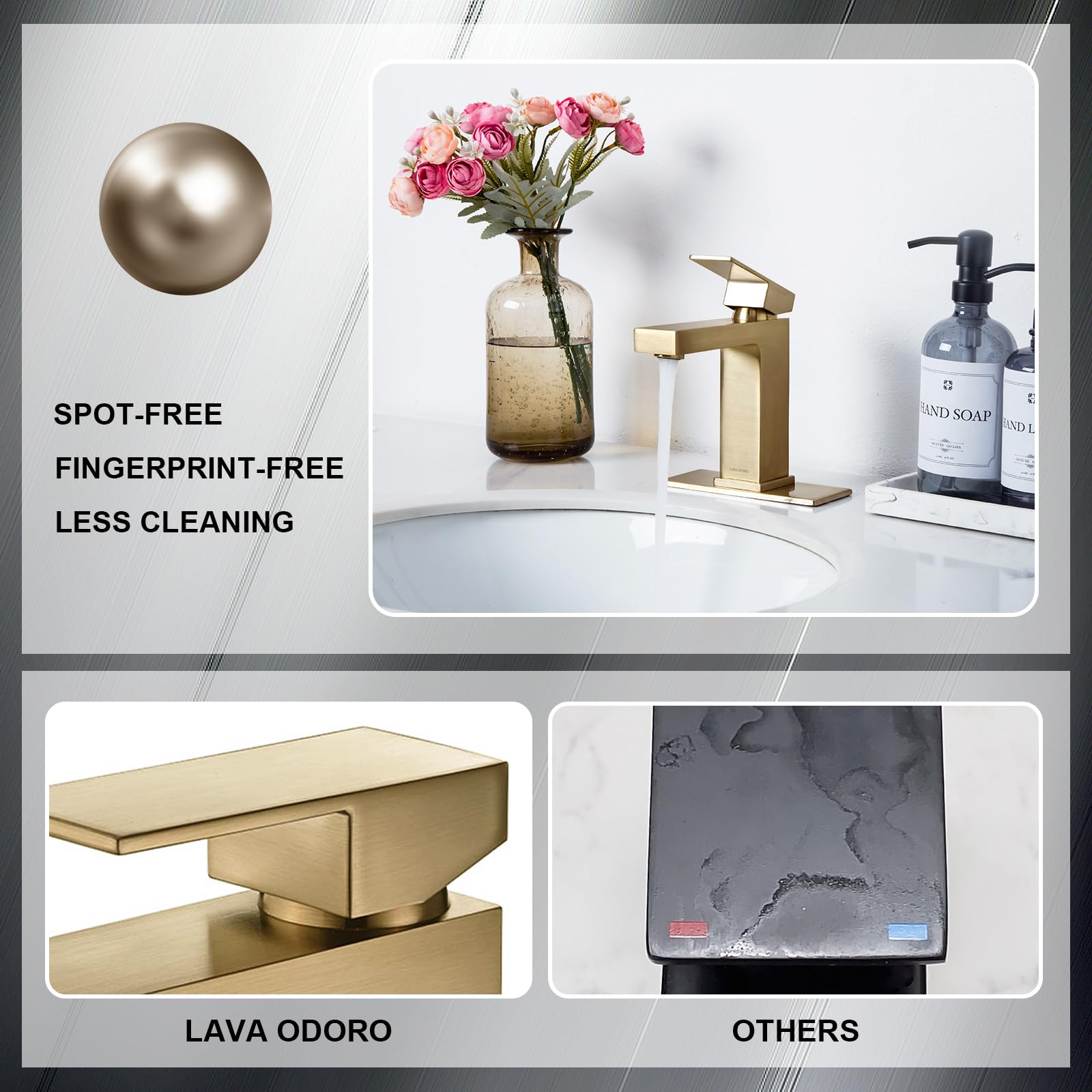 Lava Odoro Brushed Bronze Single Hole Bathroom Sink Faucet - Gold Single Handle Vanity Faucet with Drain Assembly & Deck Plate (BF307-BB) - Perfect for Modern Bathroom Renovations and Powder Room Upgrades