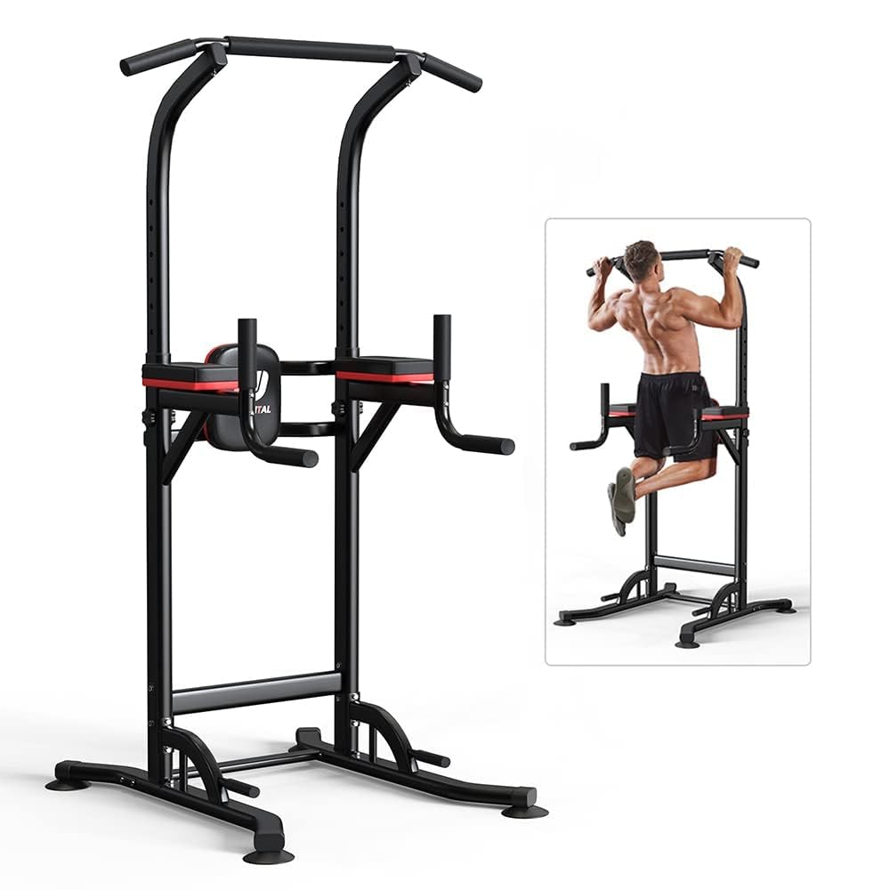 Wesfital Pull Up Bar Power Tower - Adjustable Dip Station for Home Gym, Multi-Functional Strength Training Equipment for Men & Women - Perfect for Full Body Workouts, Muscle Building & Home Fitness