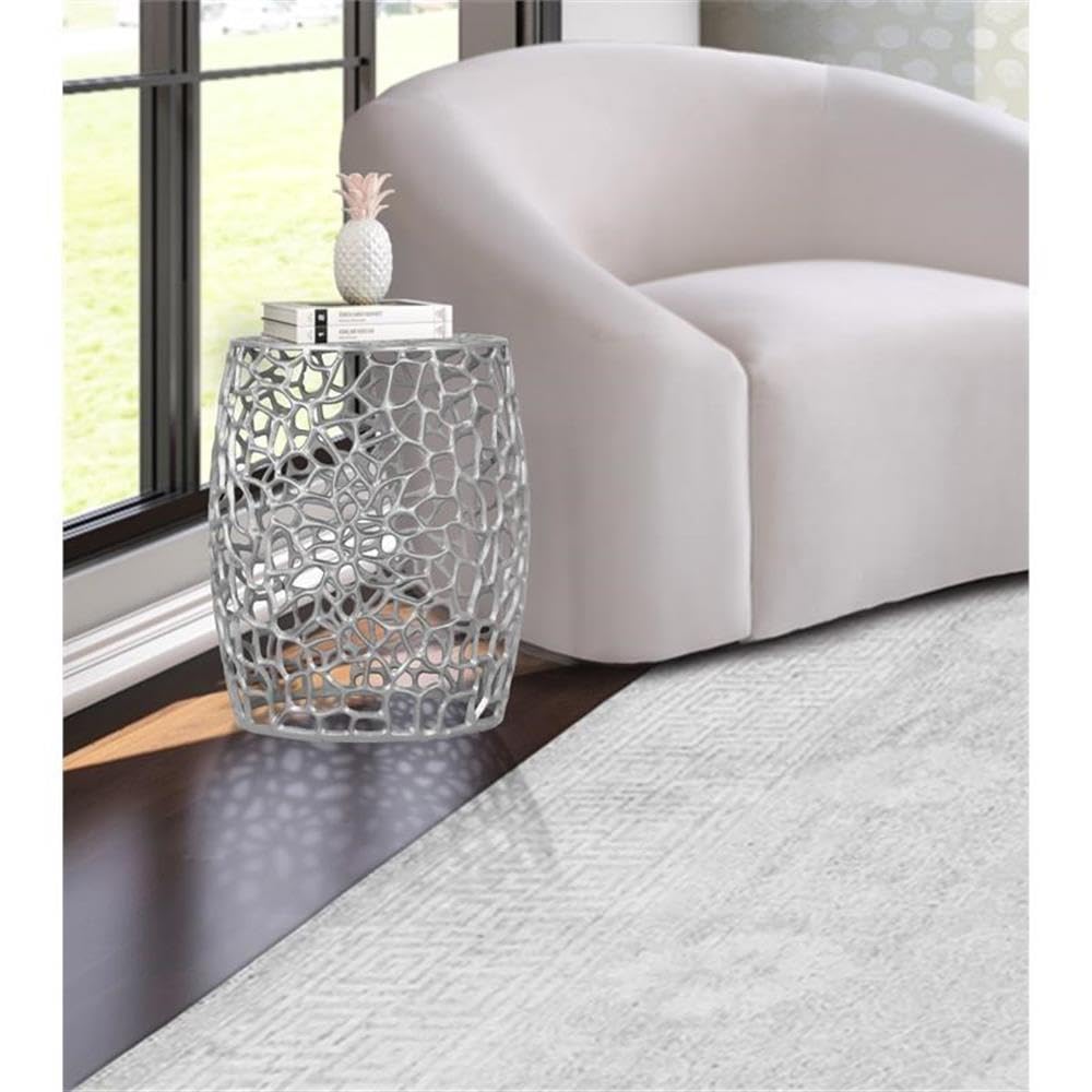 Home Square Solid Chrome Aluminum End Table Set of 2 - Modern Side Tables for Living Room, Bedroom, or Office - Perfect for Coffee, Lamps, and Decor