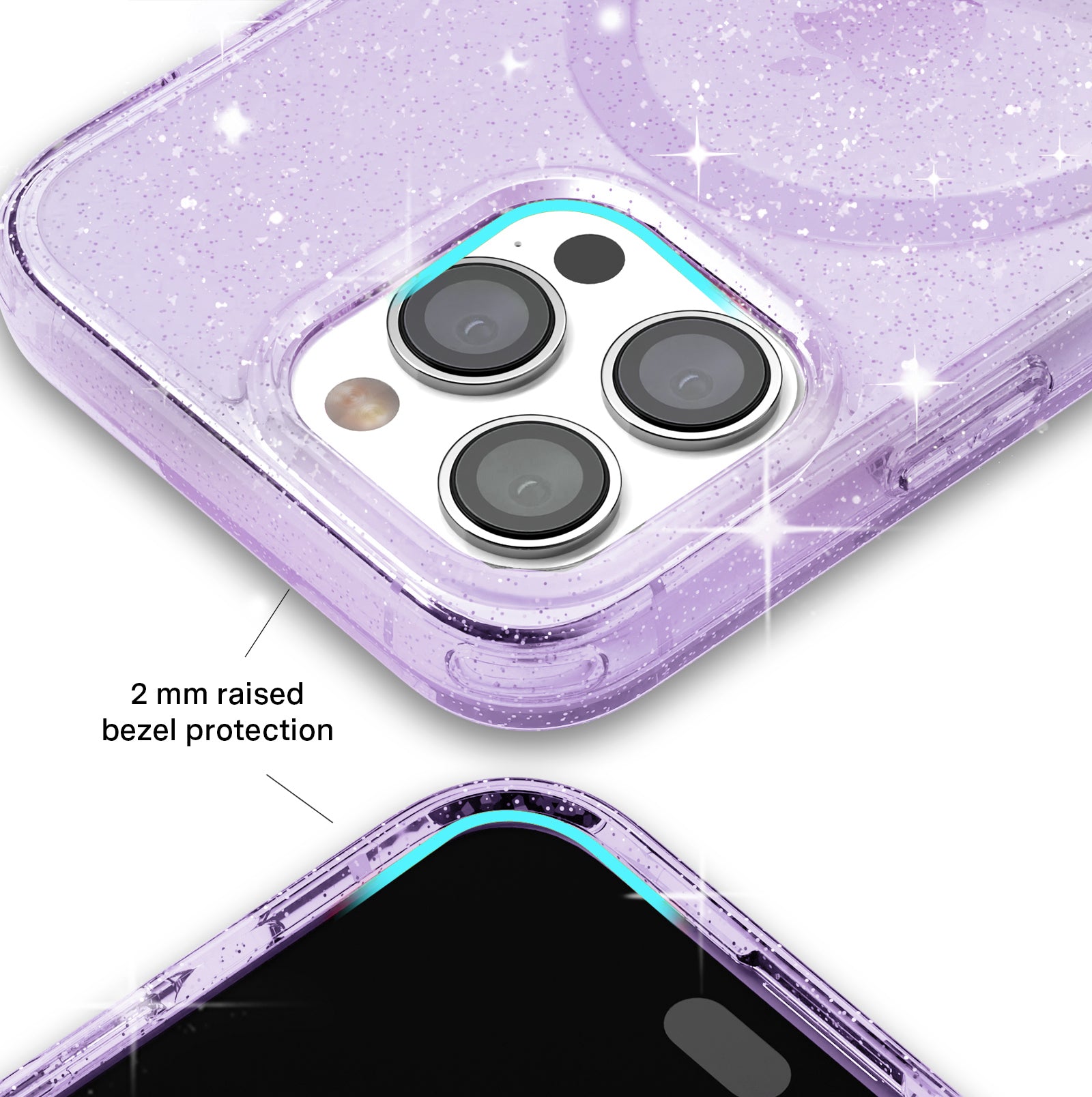 Lilac Stardust Glitter iPhone Case - Protective & Stylish Phone Cover for iPhone 13/14/15 - Perfect for Parties, Festivals & Everyday Use