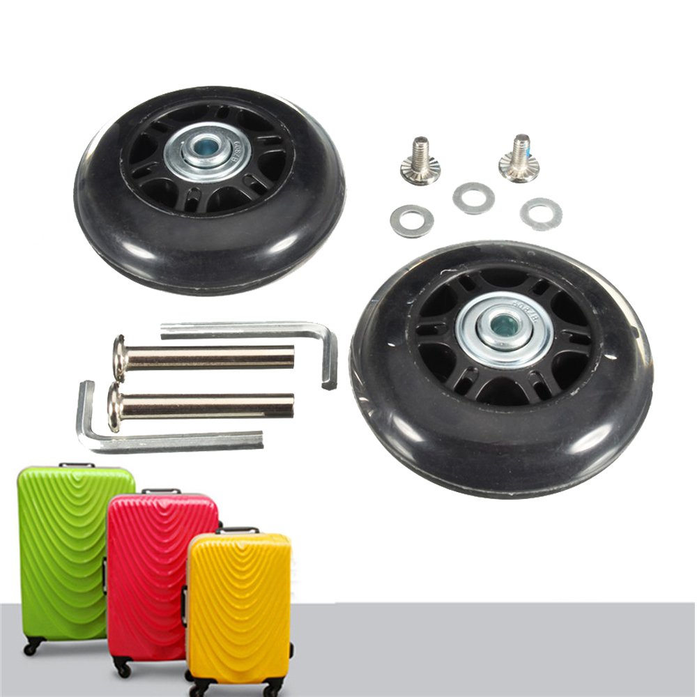 60X18MM Black Luggage Suitcase Wheels - ABEC 608zz Bearings Replacement Inline Skate Wheels for Travel Bags & Outdoor Skating