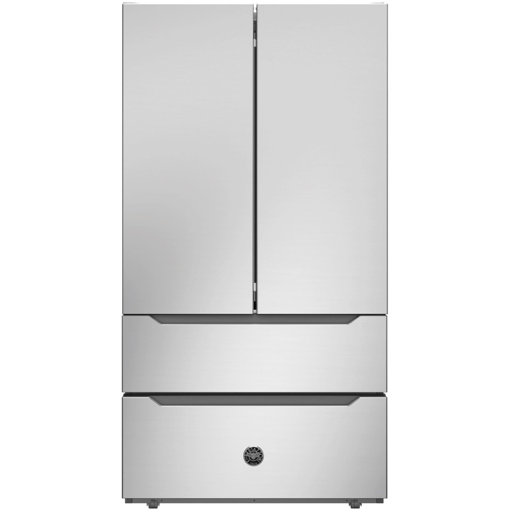 Bertazzoni 36 Inch 22.5 Cu. Ft. Freestanding French Door Refrigerator with Automatic Ice Maker - Stainless Steel Kitchen Appliance for Modern Homes (Model REF36FDFIXNB) | Perfect for Entertaining, Large Families & Gourmet Cooking