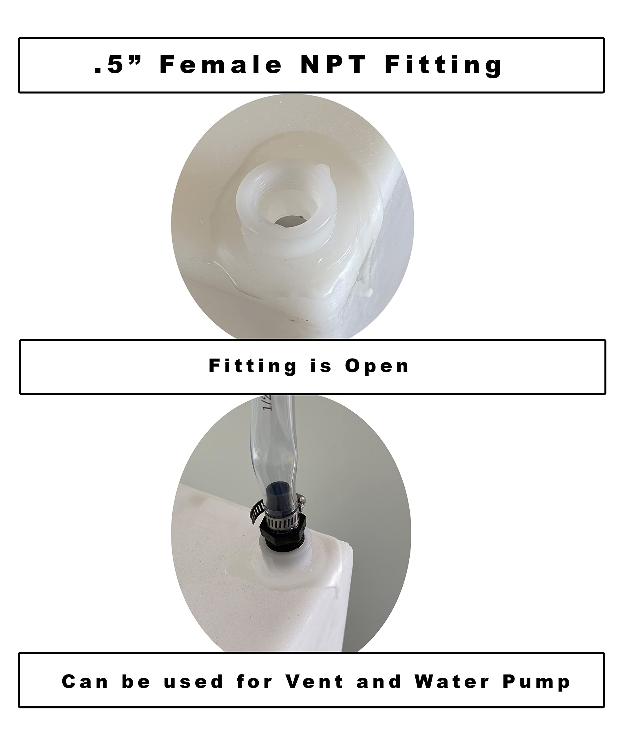 10 Gallon RV Fresh Water Tank with Plumbing Kit & 12V Water Pump | Portable Water Storage for Camping, Boating & Off-Grid Living | T-1000-BPK-PUMP