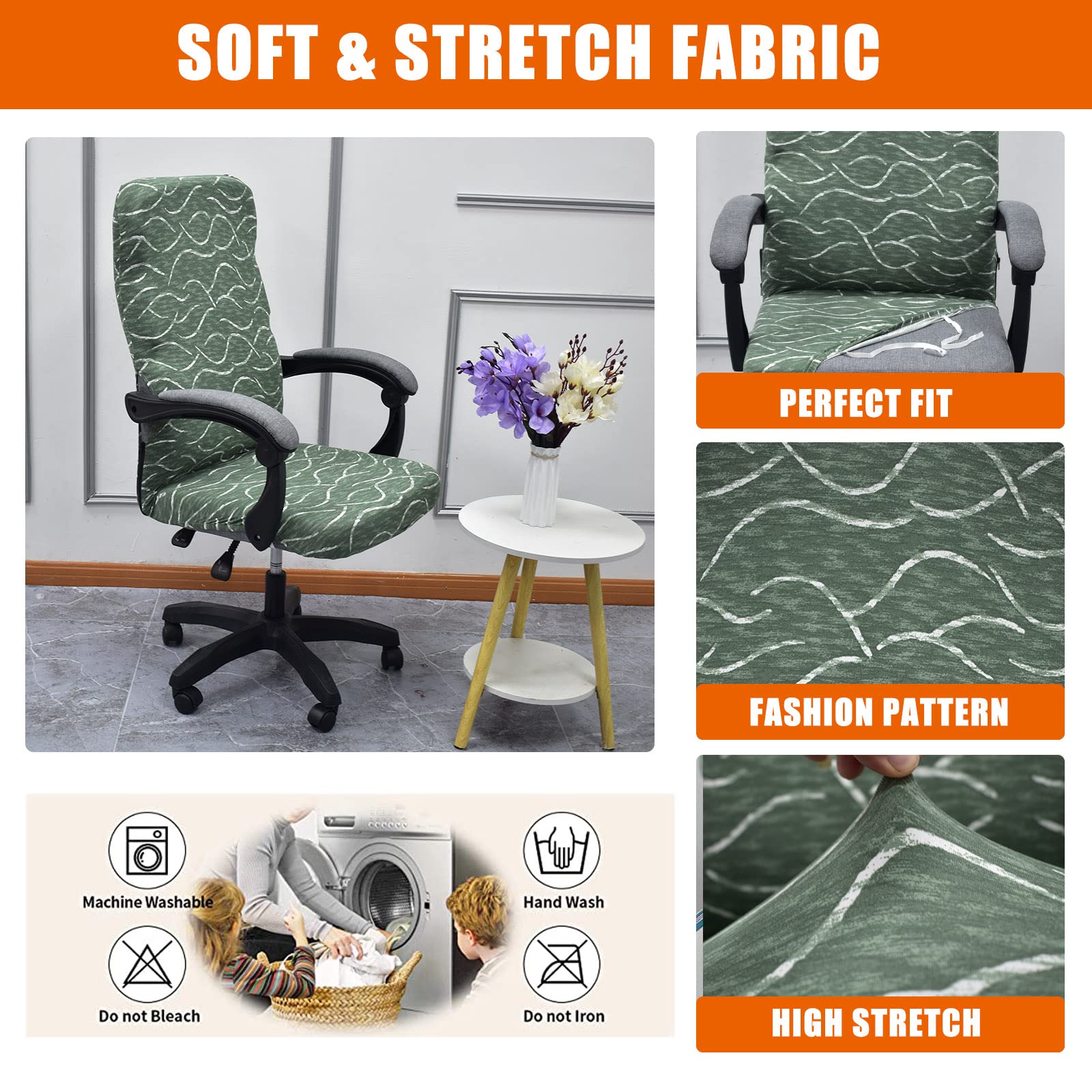 CRFATOP Universal Stretch Office Chair Cover - Durable Zipper, High Back Slipcover for Computer & Desk Chairs (Size L, Model A05) | Simplistic Style for Home & Office Workspace