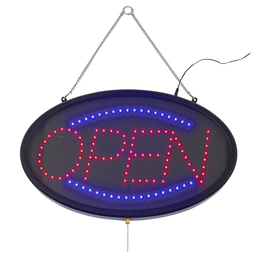 Winco Oval Open LED Sign - Energy Efficient Restaurant Cafe Bar Neon Light for Business Storefront Window Display