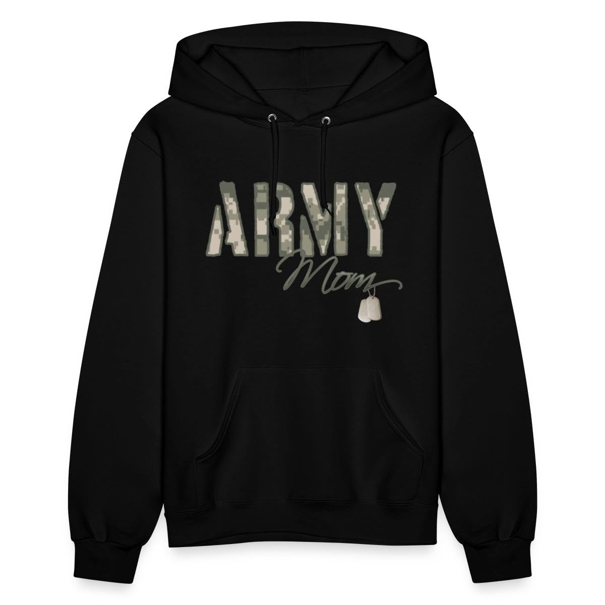 Spreadshirt Army Mom Camo Hoodie with Dog Tags - Military Themed Women's Pullover for Mother's Day | Perfect Gift for Military Moms, Casual Wear & Patriotic Events