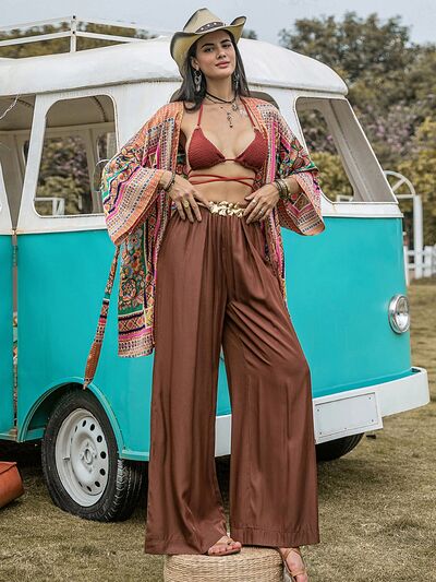 High Waist Wide Leg Beach Pants for Women - Summer Boho Palazzo Trousers with Pockets | Perfect for Vacation, Yoga, and Casual Outfits