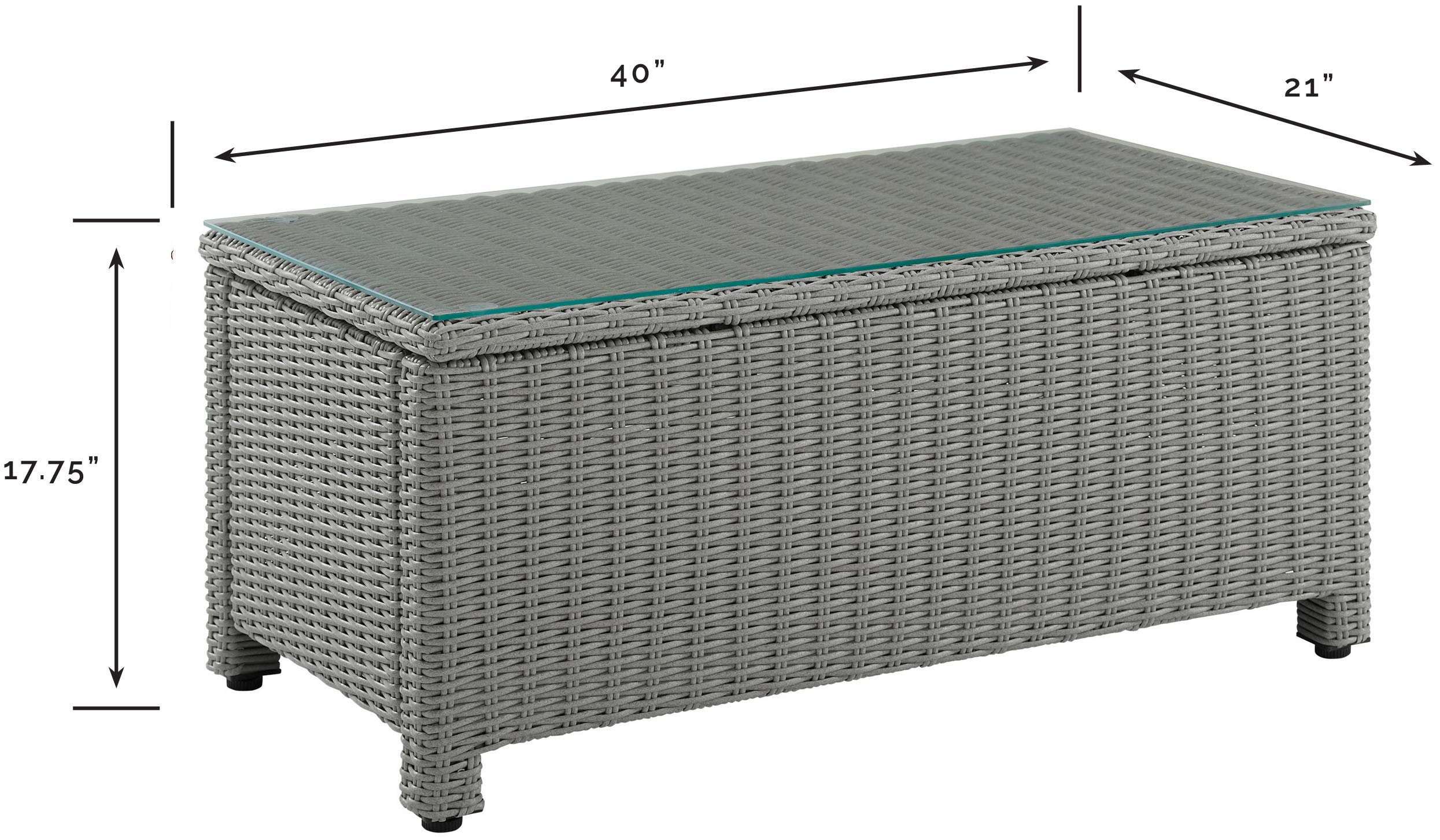 Crosley Bradenton All-Weather Rattan Wicker Outdoor Coffee Table - Weather-Resistant Gray Patio Furniture for Deck, Porch & Garden - Perfect for Outdoor Entertaining & Relaxation