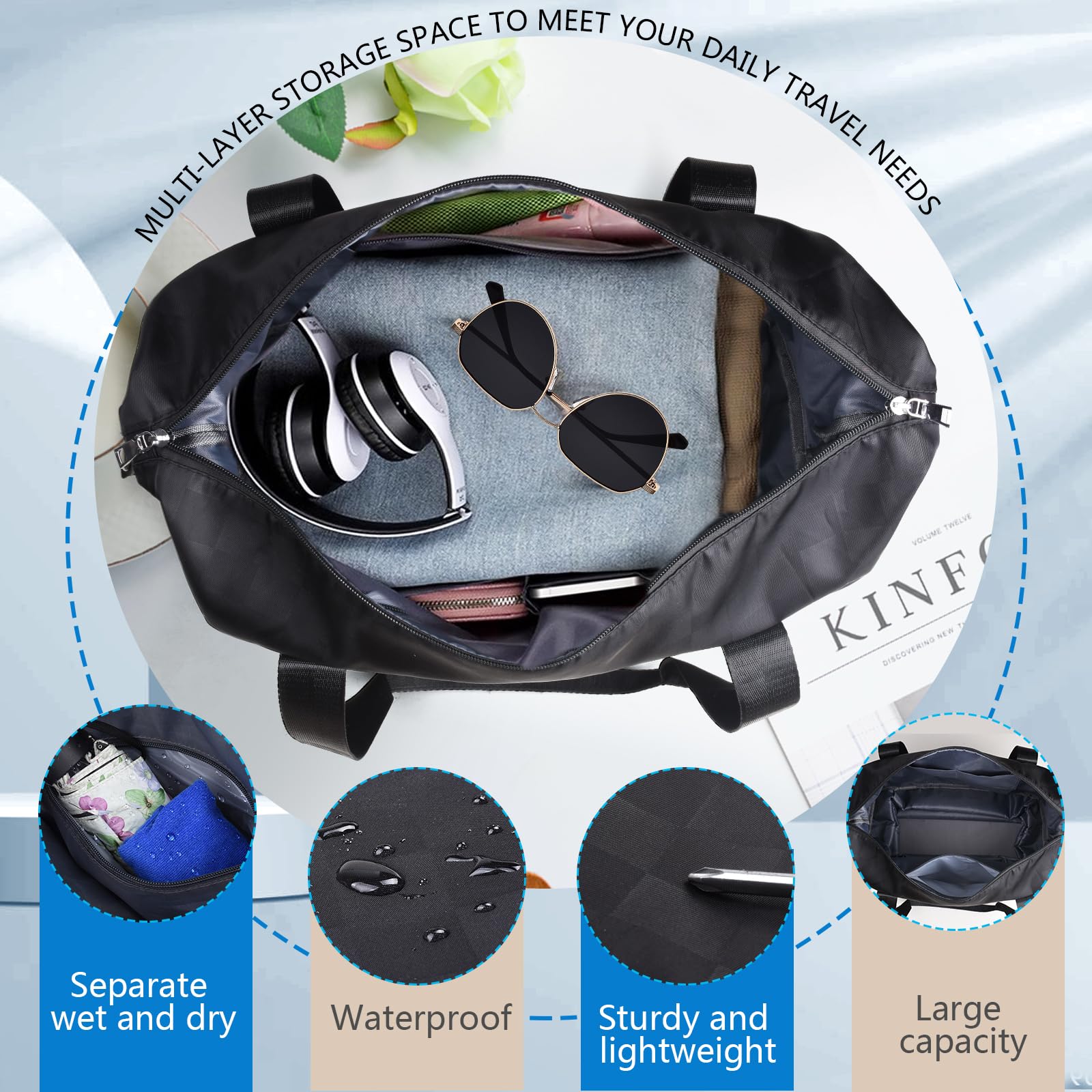 Expandable & Foldable Rolling Suitcase with Wheels - Detachable Carry-On Duffle Bag for Travel & Business | Large Collapsible Luggage for Men & Women | Perfect for Air Travel, Weekend Getaways & Gym Use