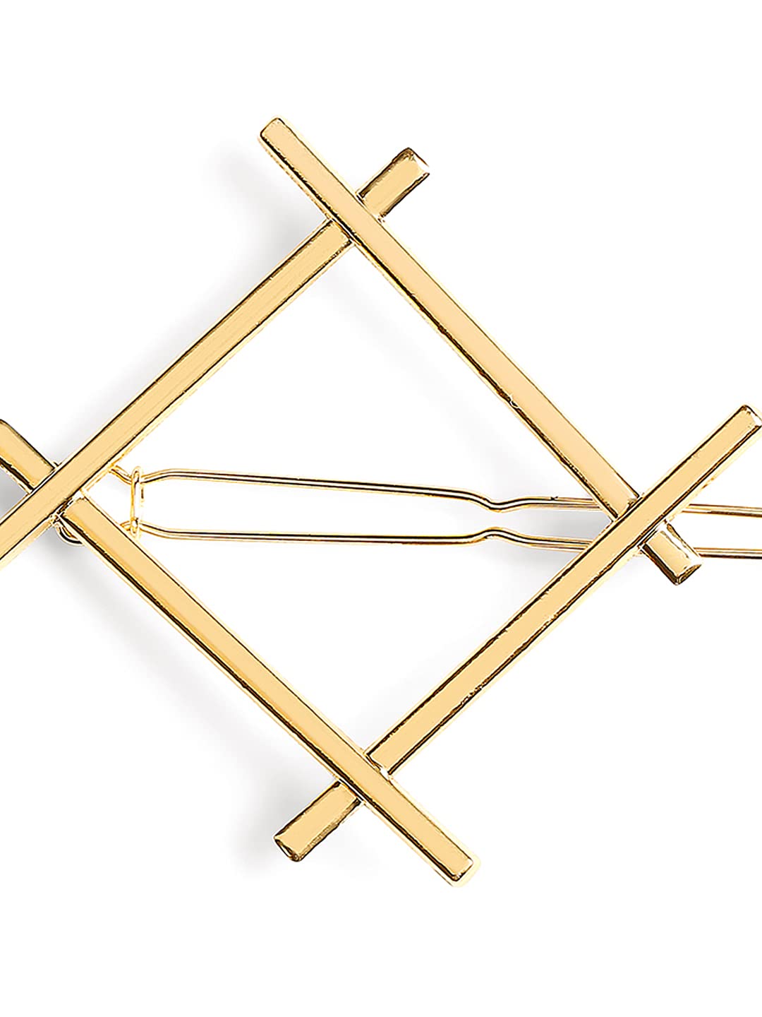 Stylish Gold Tone Square Geometric Hair Clip for Women & Girls - Hair Pin & Clamps for Parties, Weddings & Everyday Wear