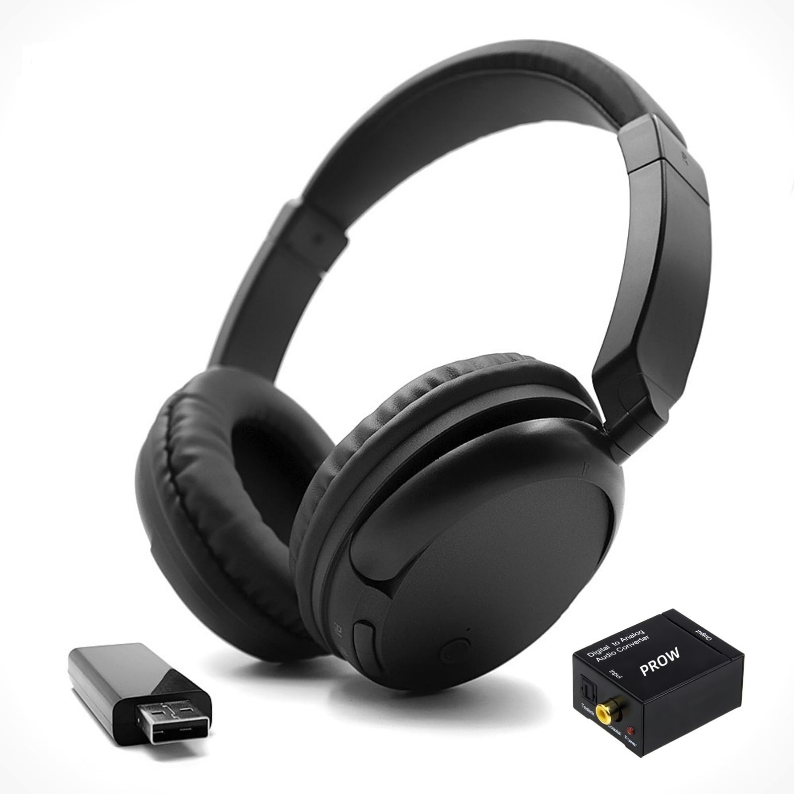 PROW Wireless TV Headphones with USB Transmitter | Bluetooth 5.3 Headset for Seniors & Elderly | No Audio Delay | 30H Battery Life | Comfortable Over-Ear Design | Perfect for Watching TV, Movies & Relaxing at Home
