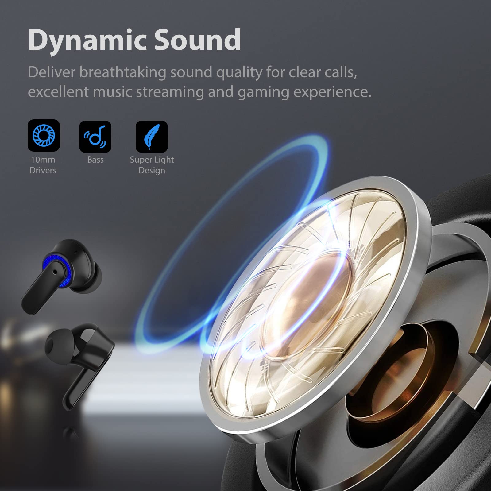 Premium Wireless Earbuds for Samsung Galaxy S25/S24/S23/Ultra/S22/Flip6 & iPhone 16/15/14/13/12 Pro Max/Plus - Bluetooth 5.3 TWS Headphones with ENC, Deep Bass, HD Stereo & Built-in Mic | Includes Charging Case | Perfect for Gym, Commuting & Work Calls