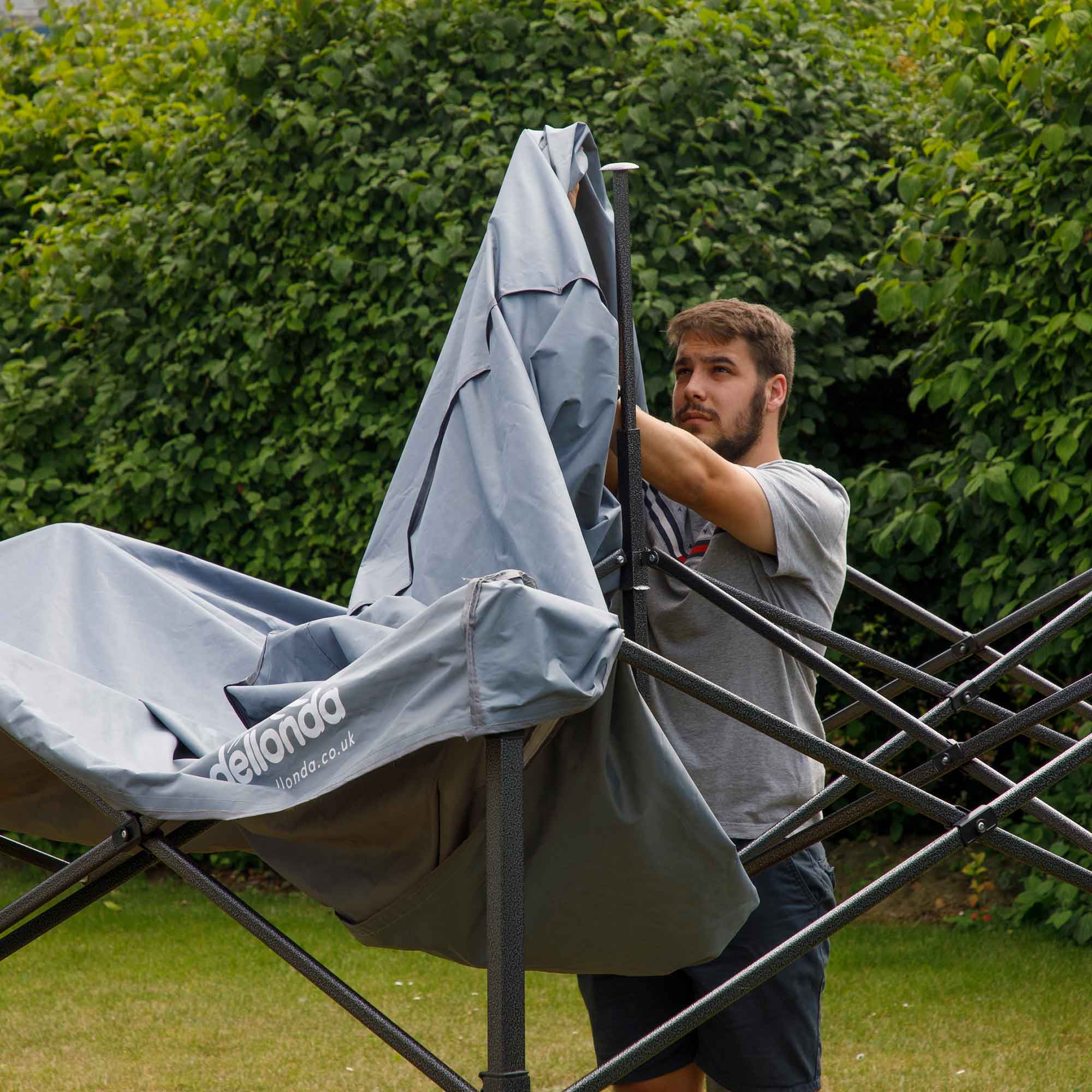 Premium 2x2m Pop Up Gazebo with Waterproof Side Walls - Portable Canopy Tent with Carry Bag, Stakes & Weight Bags - Grey (DG163) - Perfect for Backyard BBQs, Camping & Outdoor Events