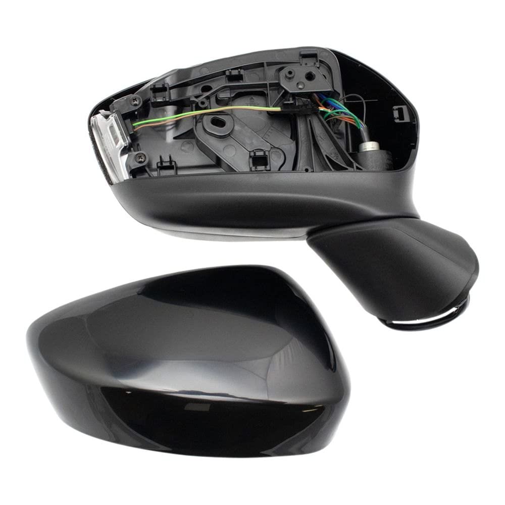 TRQ Heated Side Mirror Set with Blind Spot Indicator - Compatible with 2013-2015 Mazda CX-5 (Driver & Passenger Side) - MA1320226 & MA1321226 - Enhanced Visibility & Safety for Winter Driving & Highway Commutes
