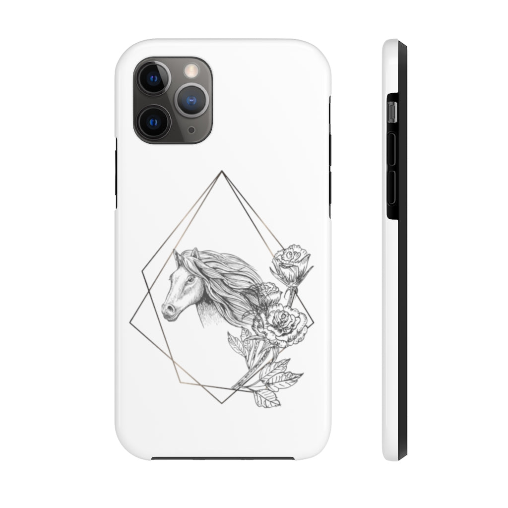 Geometric Floral Horse Phone Case - Durable Shockproof Cover for iPhone & Samsung - Perfect for Outdoor Adventures & Daily Protection
