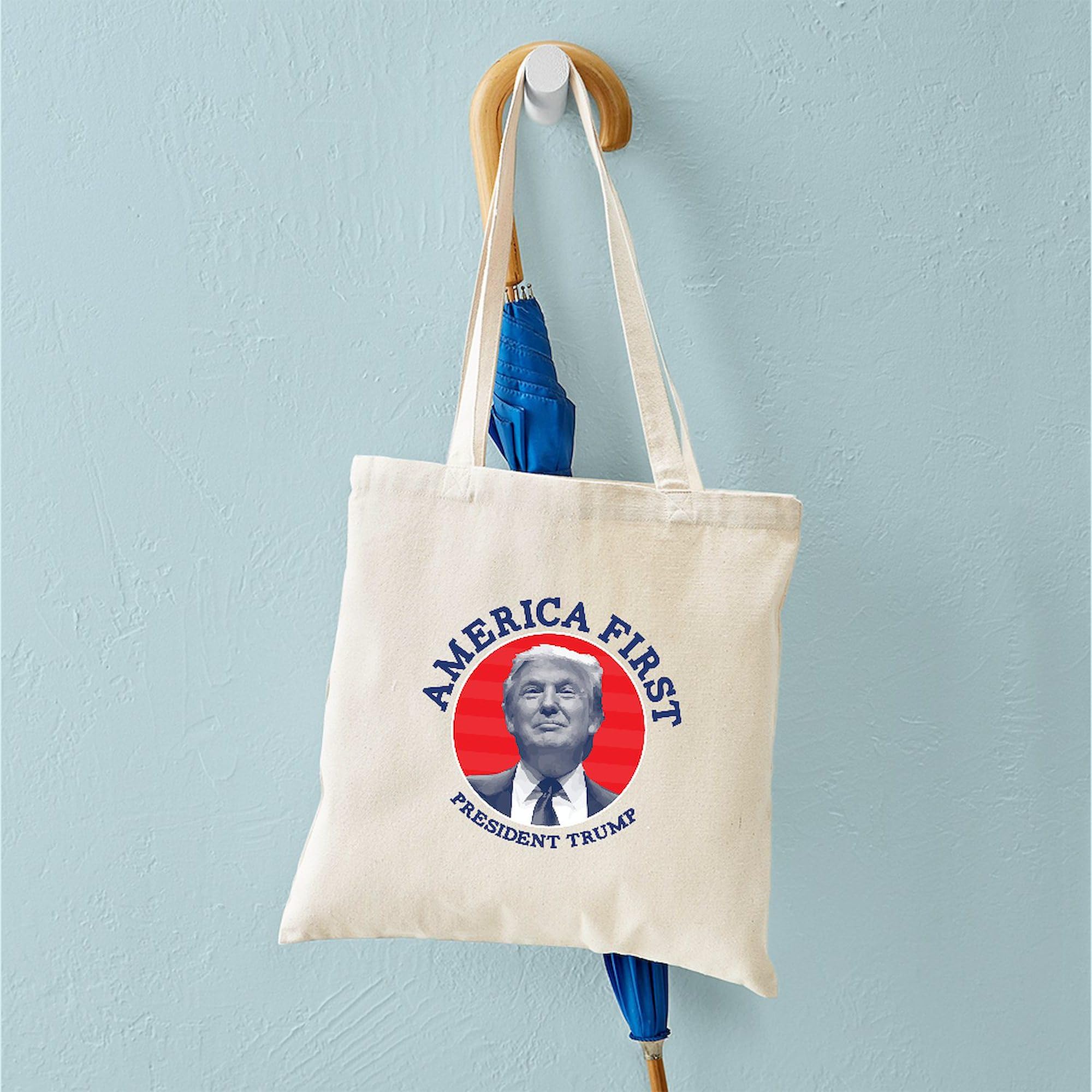 America First Tote Bag - Natural Canvas Reusable Shopping Bag for Groceries, Beach & Everyday Use | Patriotic Eco-Friendly Tote