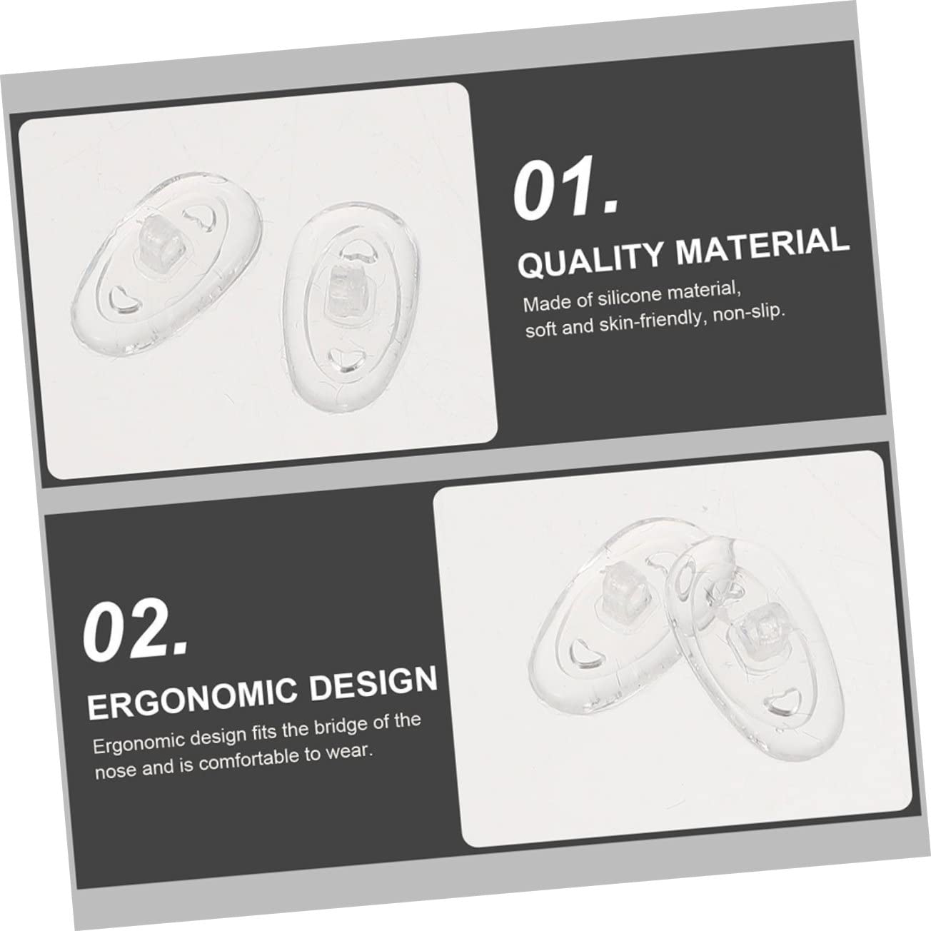 GLEAVI 200 Pairs Clear Silicone Replacement Nose Pads for Eyeglasses - Comfortable Anti-Slip Glasses Accessories for Reading, Computer, and Sunglasses Use at Home or Office