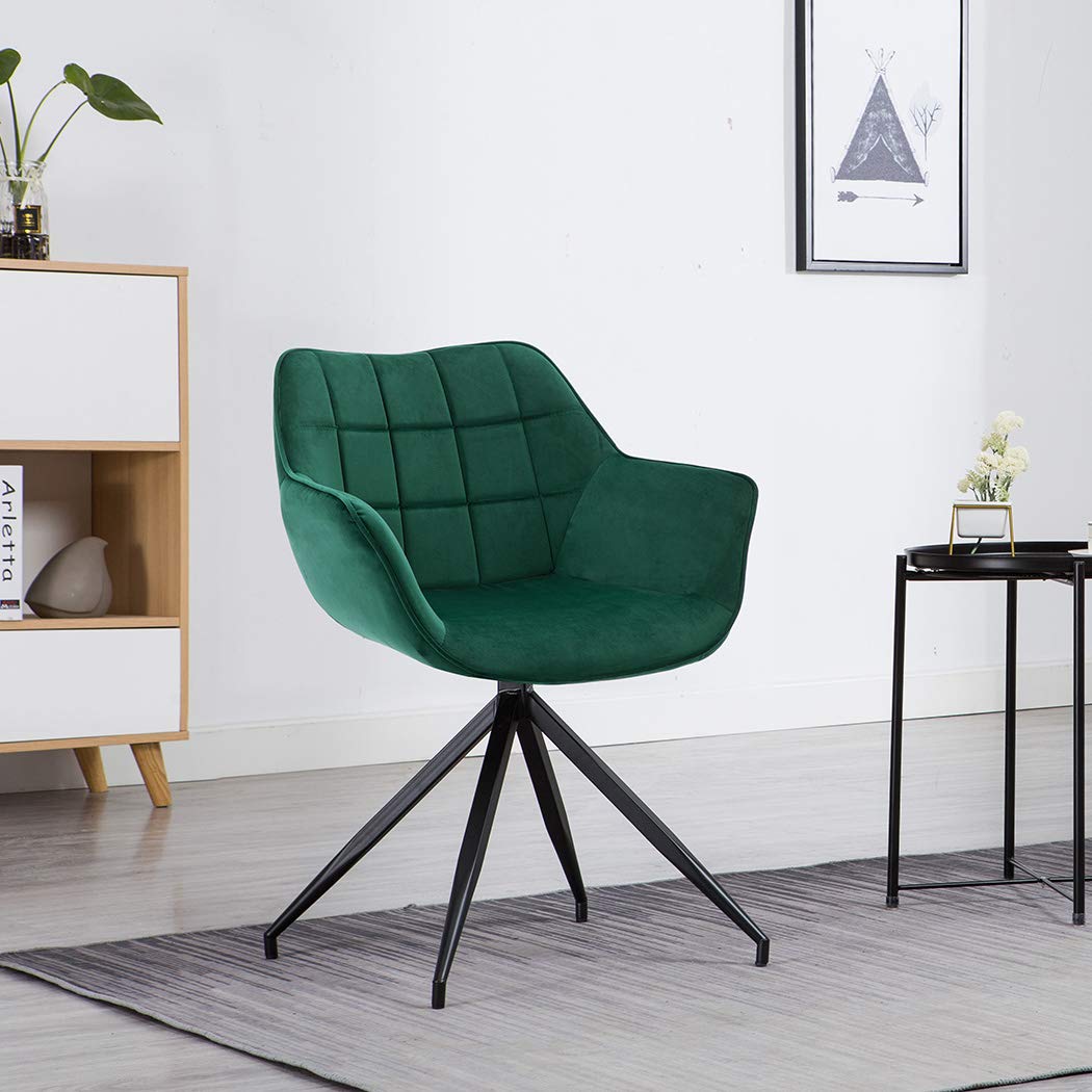 DUHOME Modern Accent Chair - Mid-Back Upholstered Armchair for Home Office & Dining Room - Dark Green Comfortable Seating - Perfect for Small Spaces, Reading Nooks & Guest Rooms (1pc)