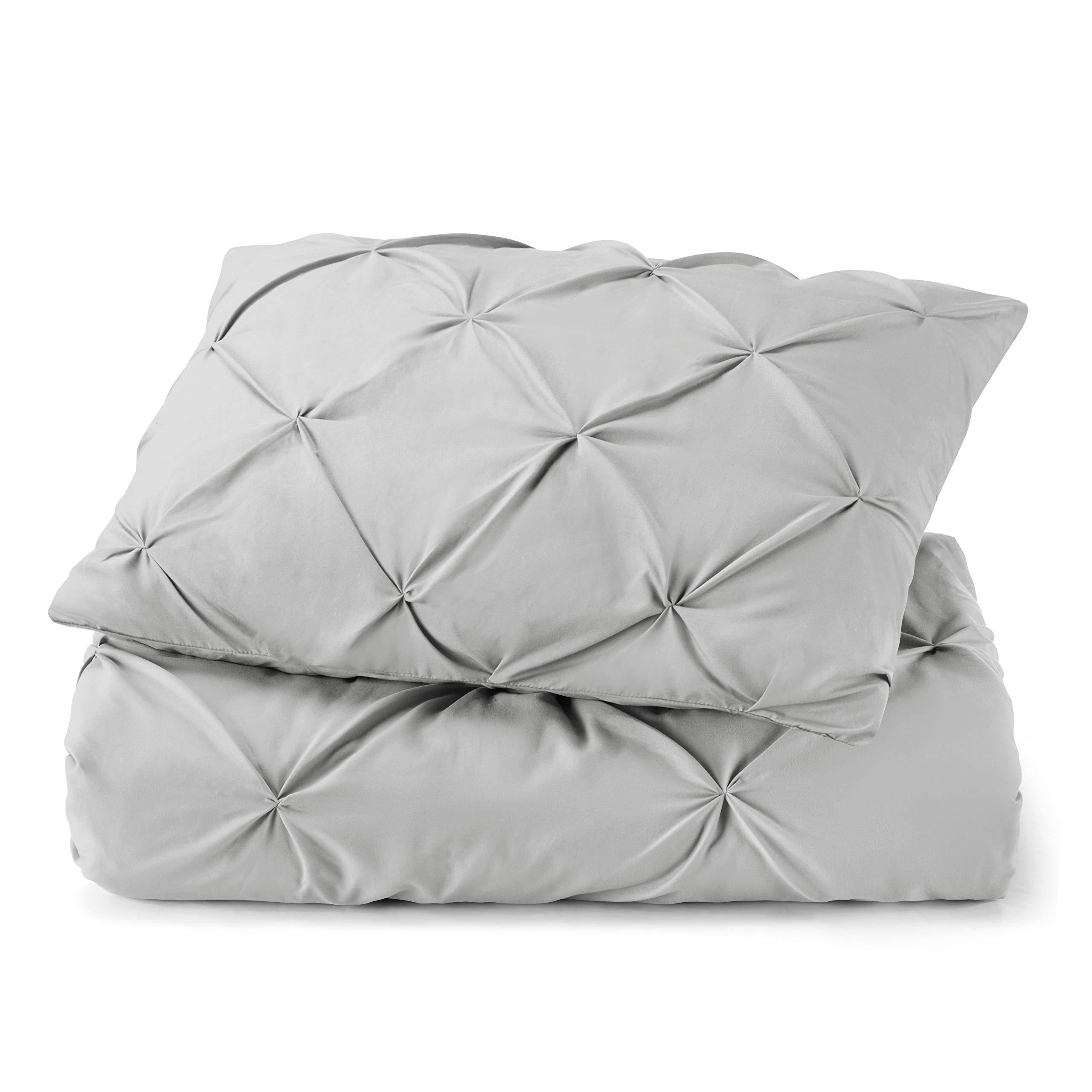 Nestl Twin Comforter Set - Pinch Pleat & Pintuck Design, Silver Gray Down Comforter with 1 Pillow Sham, 2-Piece Bedding Set for Twin/Twin XL Beds | Perfect for Guest Rooms, Dorms & Cozy Bedroom Decor