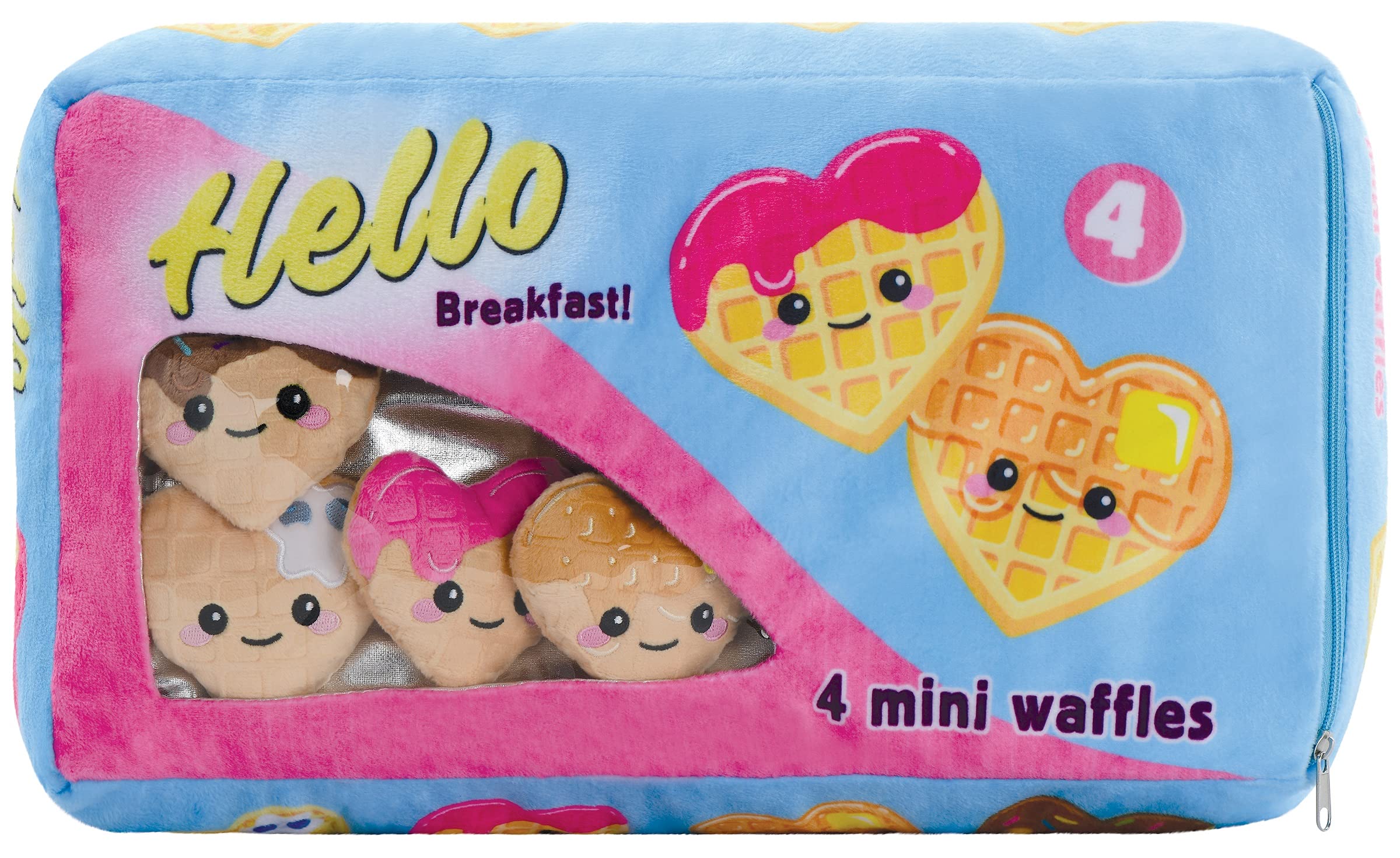 iScream Play with Your Food! Waffle Time Fleece Play Pillow Set - Soft Plush Couch Decor with Embroidered Accents - Fun Kids Room Decor & Cozy Living Room Throw Pillows for Family Movie Nights