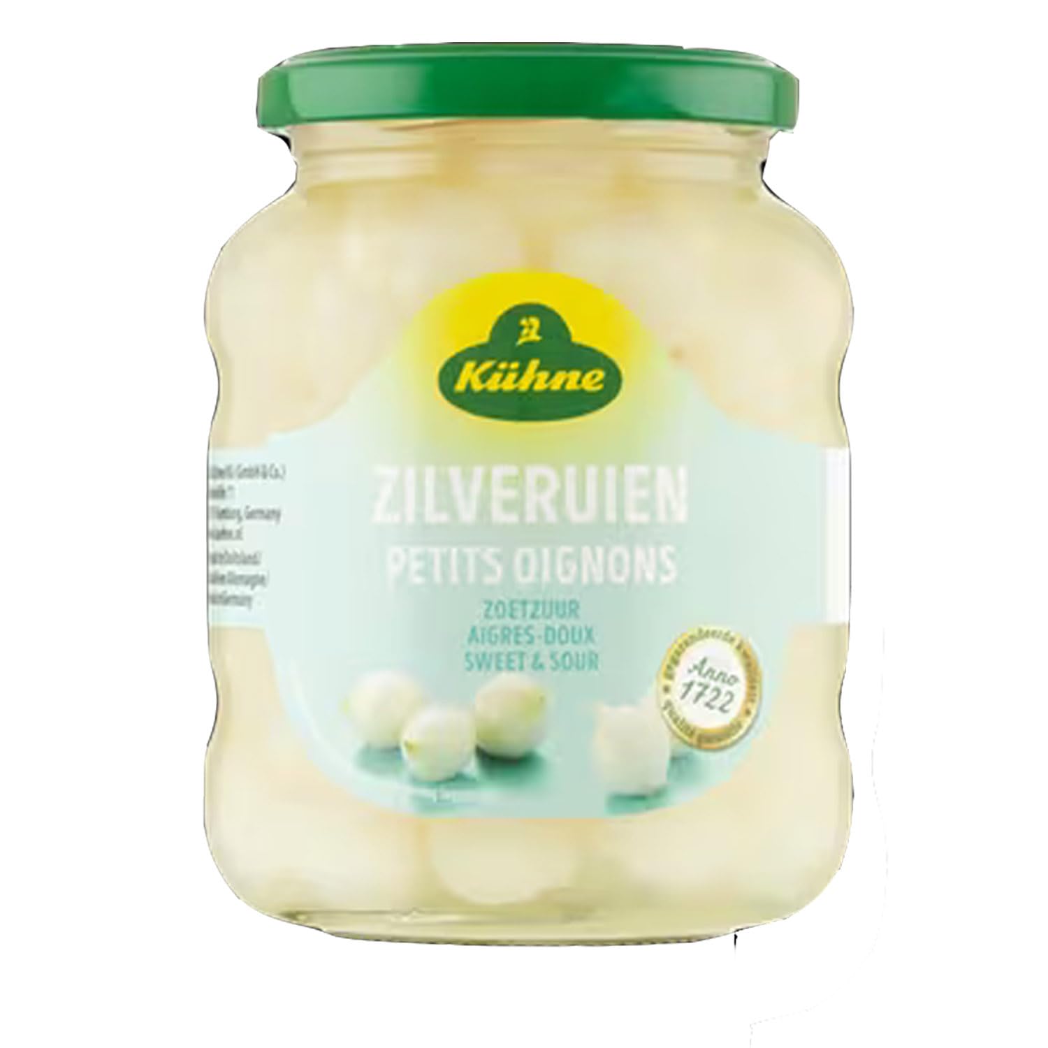Set of 3 Kuhne Pickled Silver Onions 370g | Traditional Dutch Recipe | Fresh & Tangy | Perfect for Salads, Sandwiches & Charcuterie Boards | Gourmet Pantry Staple | Made in Netherlands