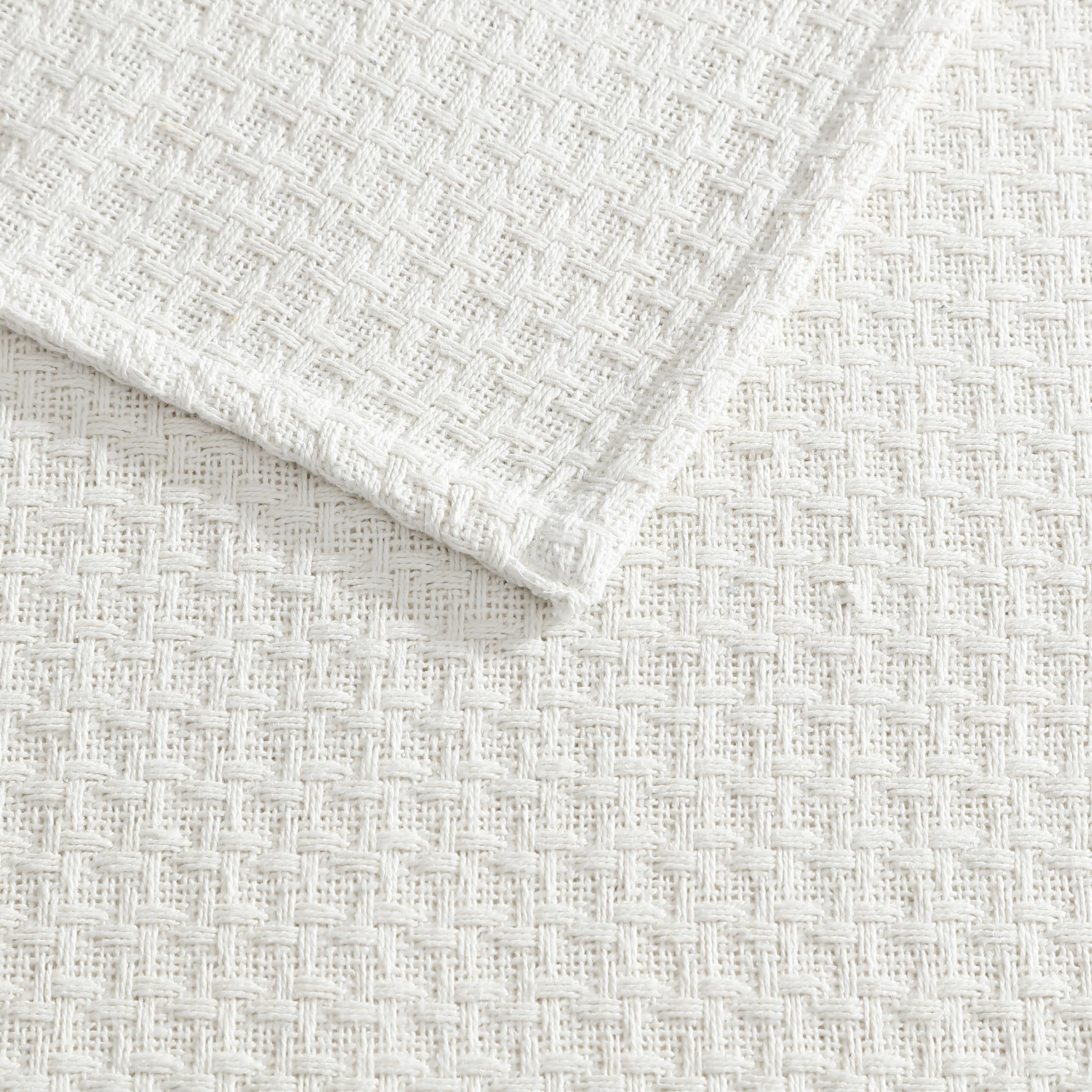 Beatrice Home Fashions 100% Cotton Waffle Weave Blanket - King Size, Ivory | Lightweight & Breathable All-Natural Cotton Bedding | Perfect for Hotels, Guest Rooms & Cozy Home Use