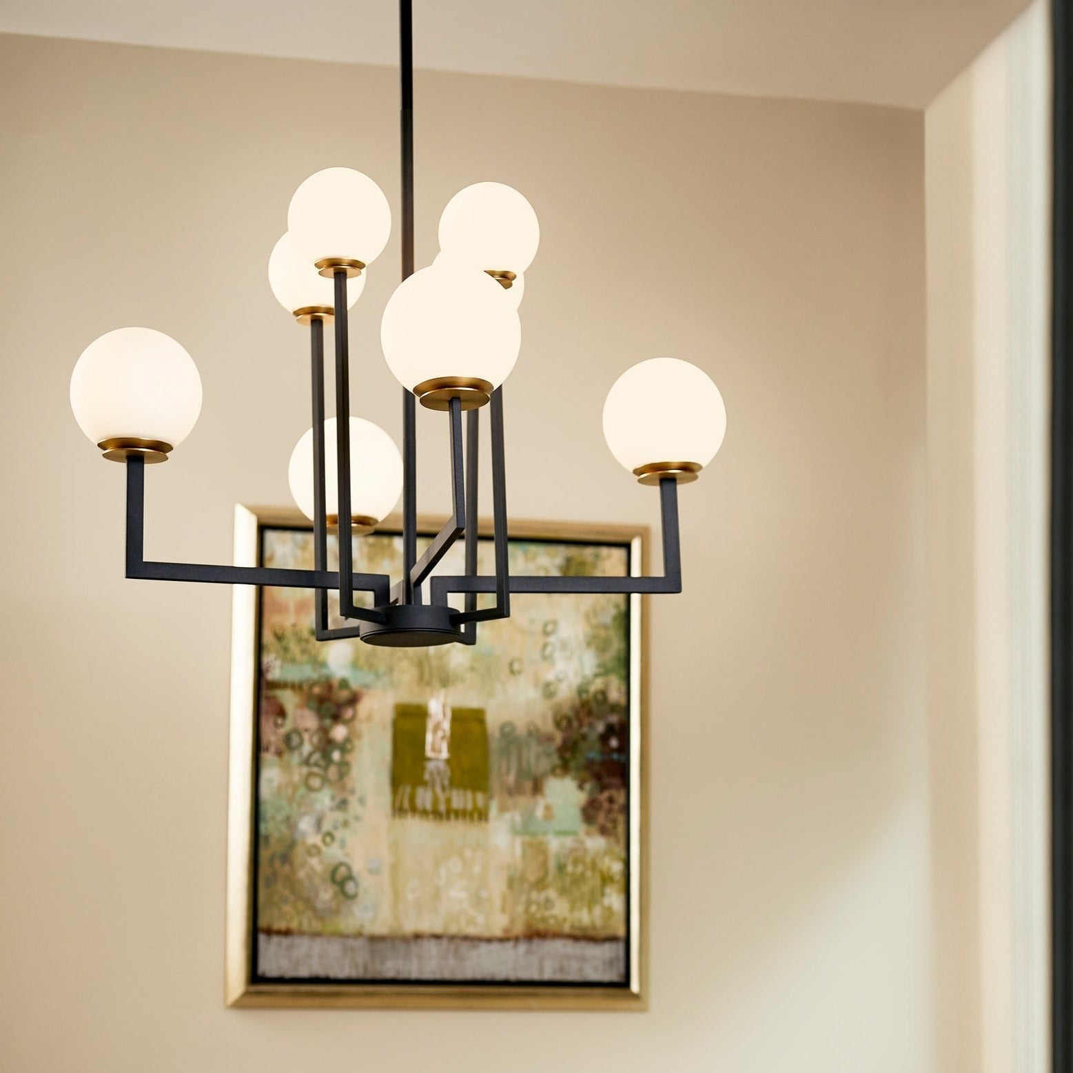 Oxygen Bonzo 3 28 1540 Modern Chandelier in Black & Aged Brass - Perfect for Dining Room, Living Room, and Bedroom Lighting