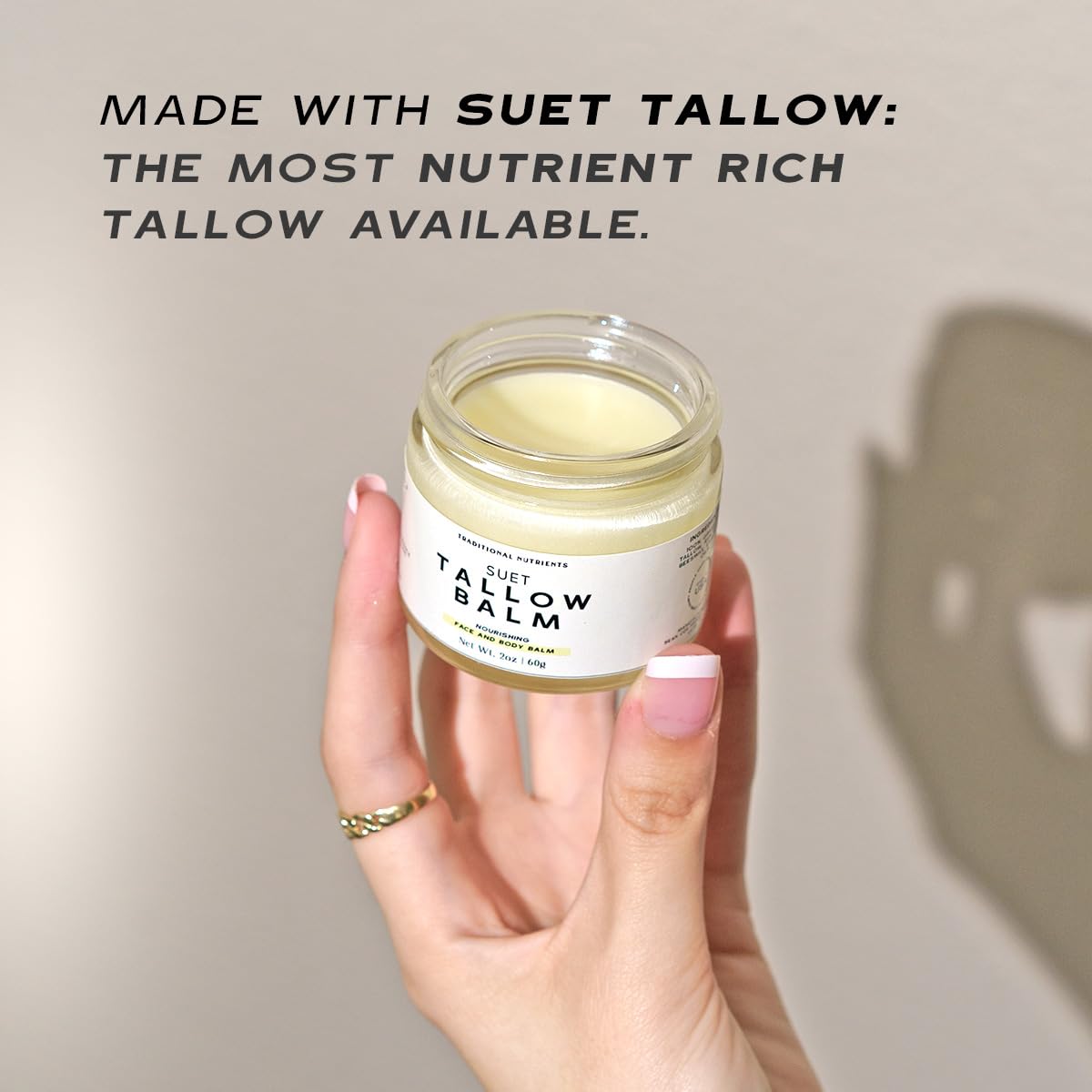 Grass-Fed Suet Beef Tallow & Raw Honey Skin Balm with Vanilla Essential Oil - Natural Face & Body Moisturizer (4 oz) - Perfect for Dry Skin, Eczema & DIY Skincare