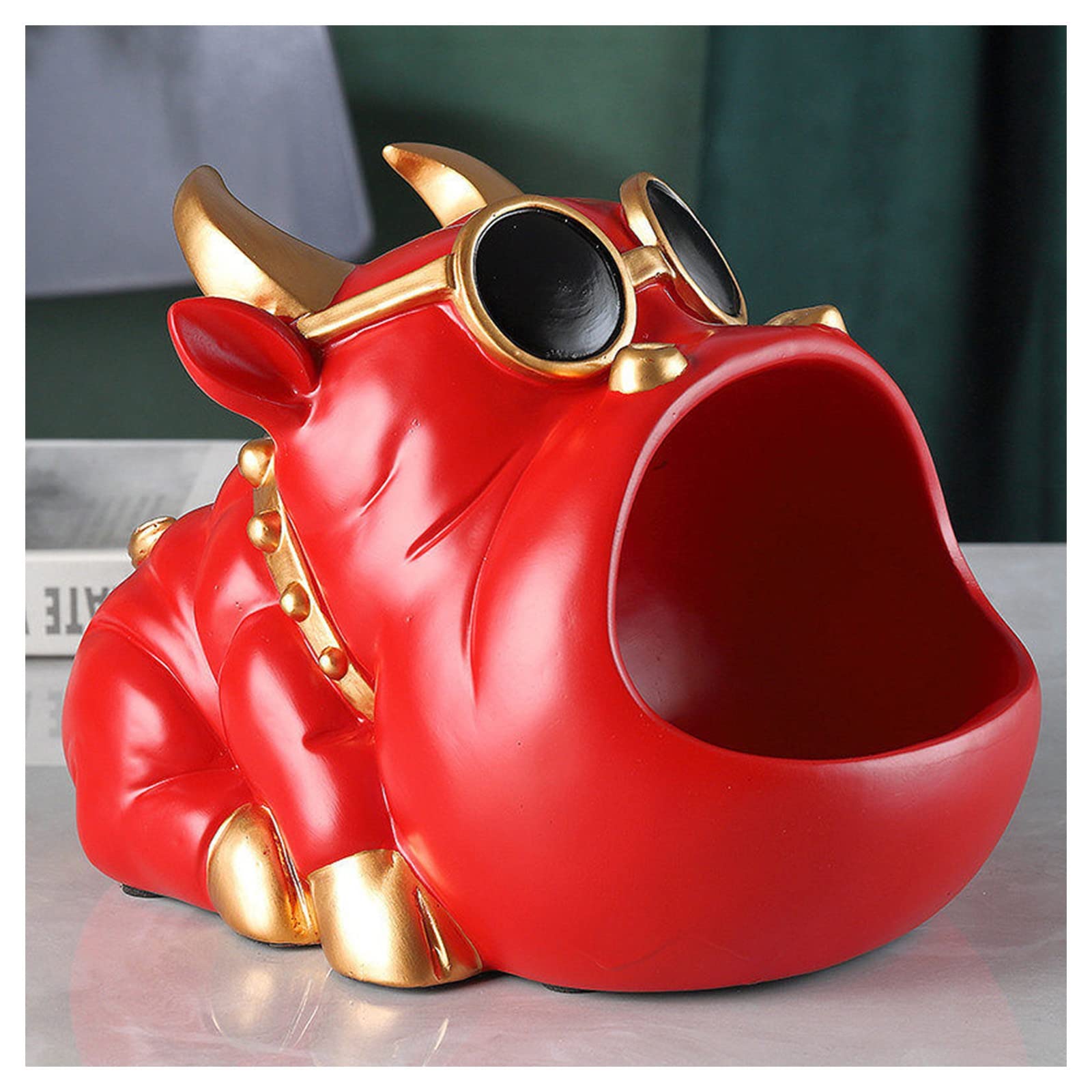 Big Mouth Cow Key Bowl - Decorative Resin Entryway Storage Box for Jewelry, Candy & Sundries | Vanity Tray & Coffee Table Organizer | Home Decor & Gift Idea (Red)