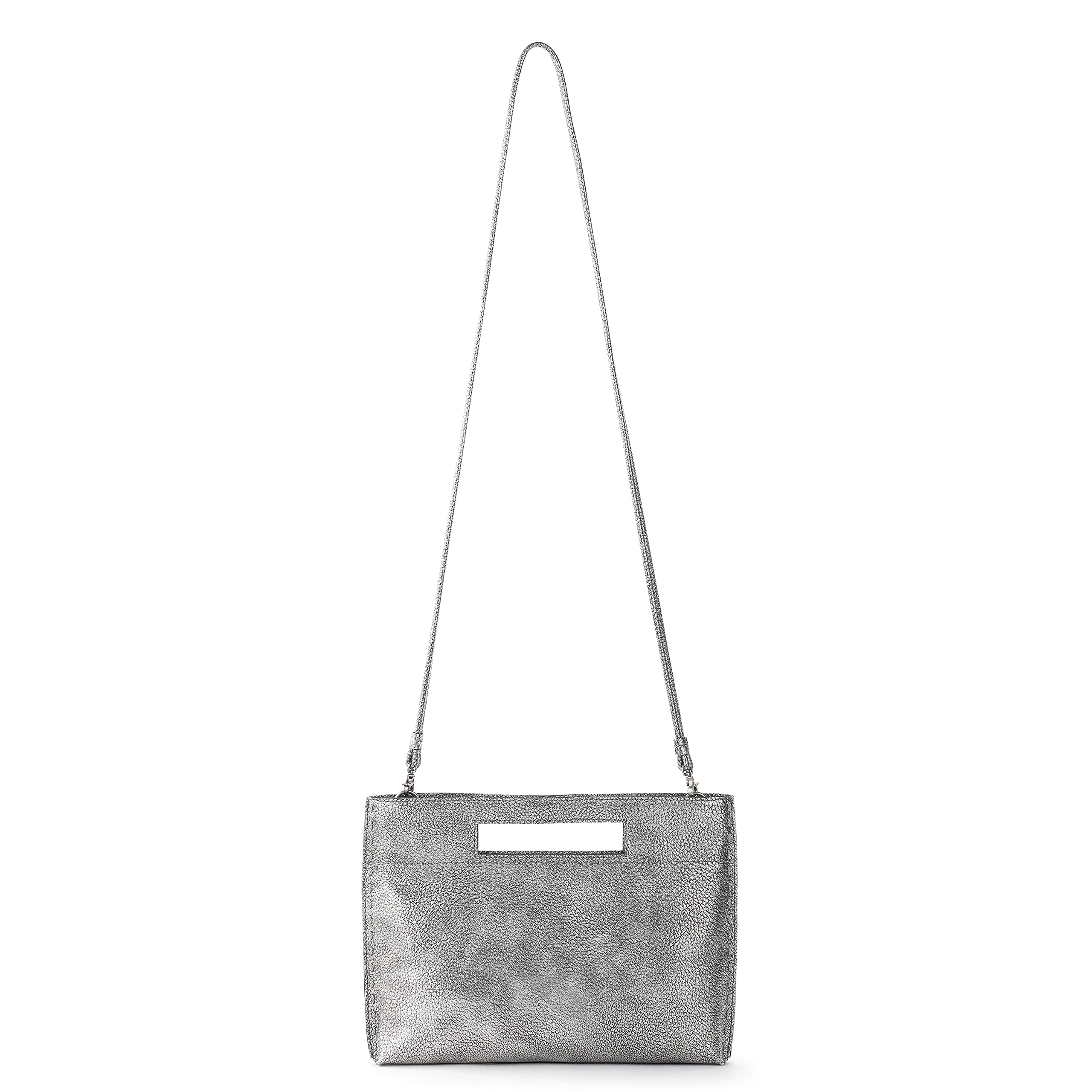 The Sak Linden 3-in-1 Convertible Crossbody Bag - Crochet Handbag with Adjustable Strap in Dark Silver | Perfect for Travel, Work & Everyday Use