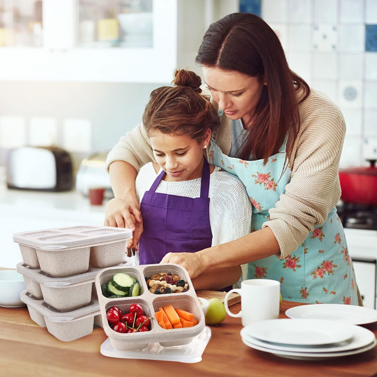 4-Compartment Reusable Snack Containers | Bento Box for Candy, Nuts, Cookies & Fruit | Perfect for Lunch Box, Party Favors & Home Organization | Eco-Friendly Food Storage Solution