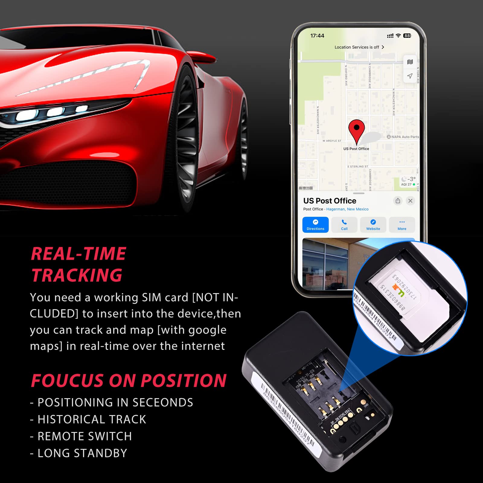 Mini GPS Tracker for Cars - Real-Time Vehicle Locator with No Monthly Fee | USA Coverage for Fleet & Personal Use