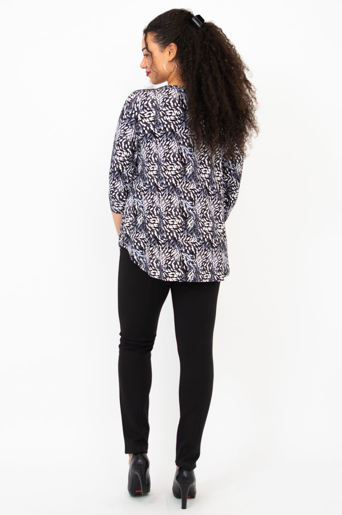 Film Noir Style Jackie 3/4 Sleeve Bamboo Top - Vintage Inspired Women's Blouse for Casual Wear & Retro Fashion Outfits