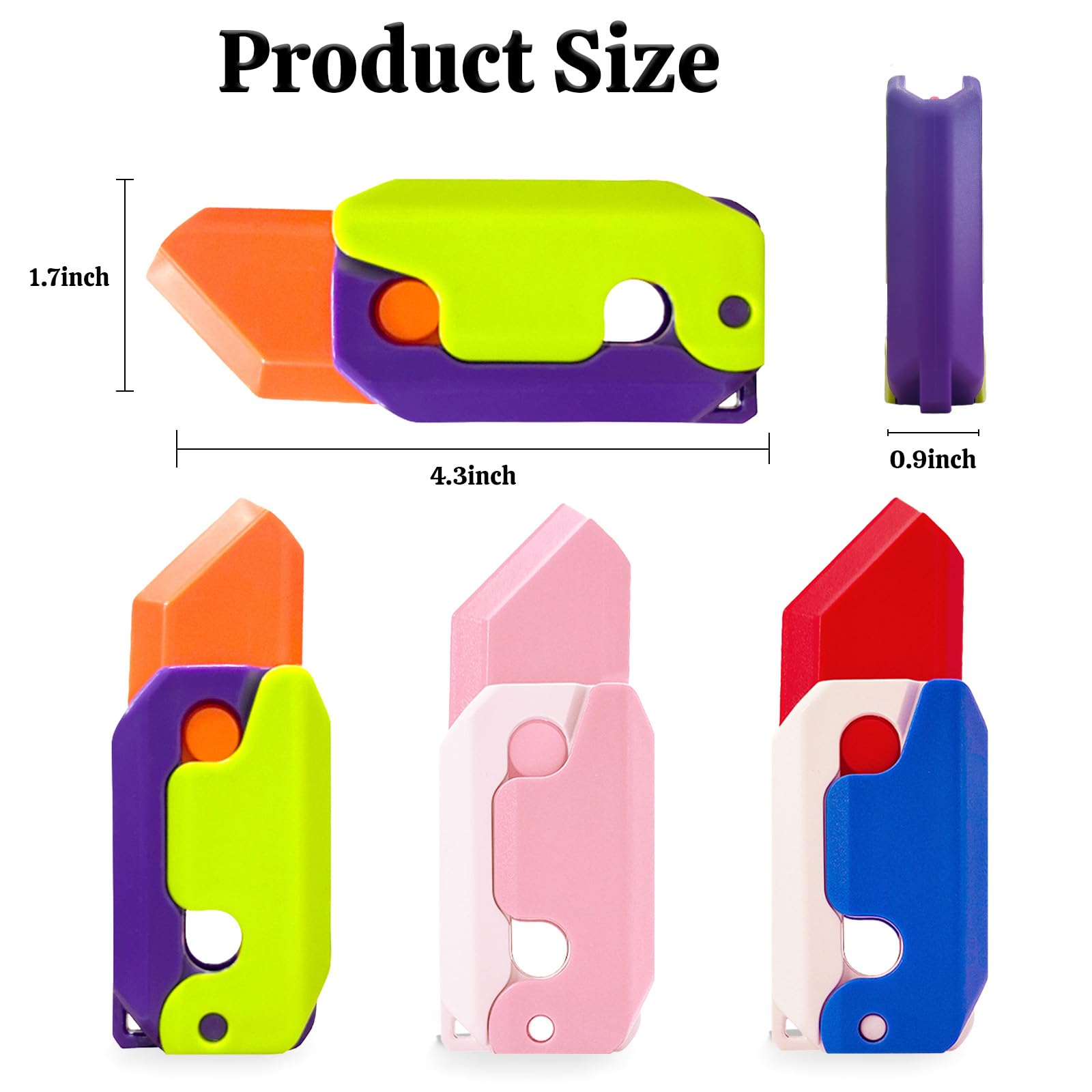3D Printing Gravity Fidget Knife Toy Set - 3 Pack Stress Relief Sensory Toys for Adults, Teens & Kids - Plastic Carrot Design Anxiety Relief Fidgeting Tool for Office, School & Travel