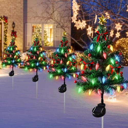 4 Pcs Solar Christmas Tree
