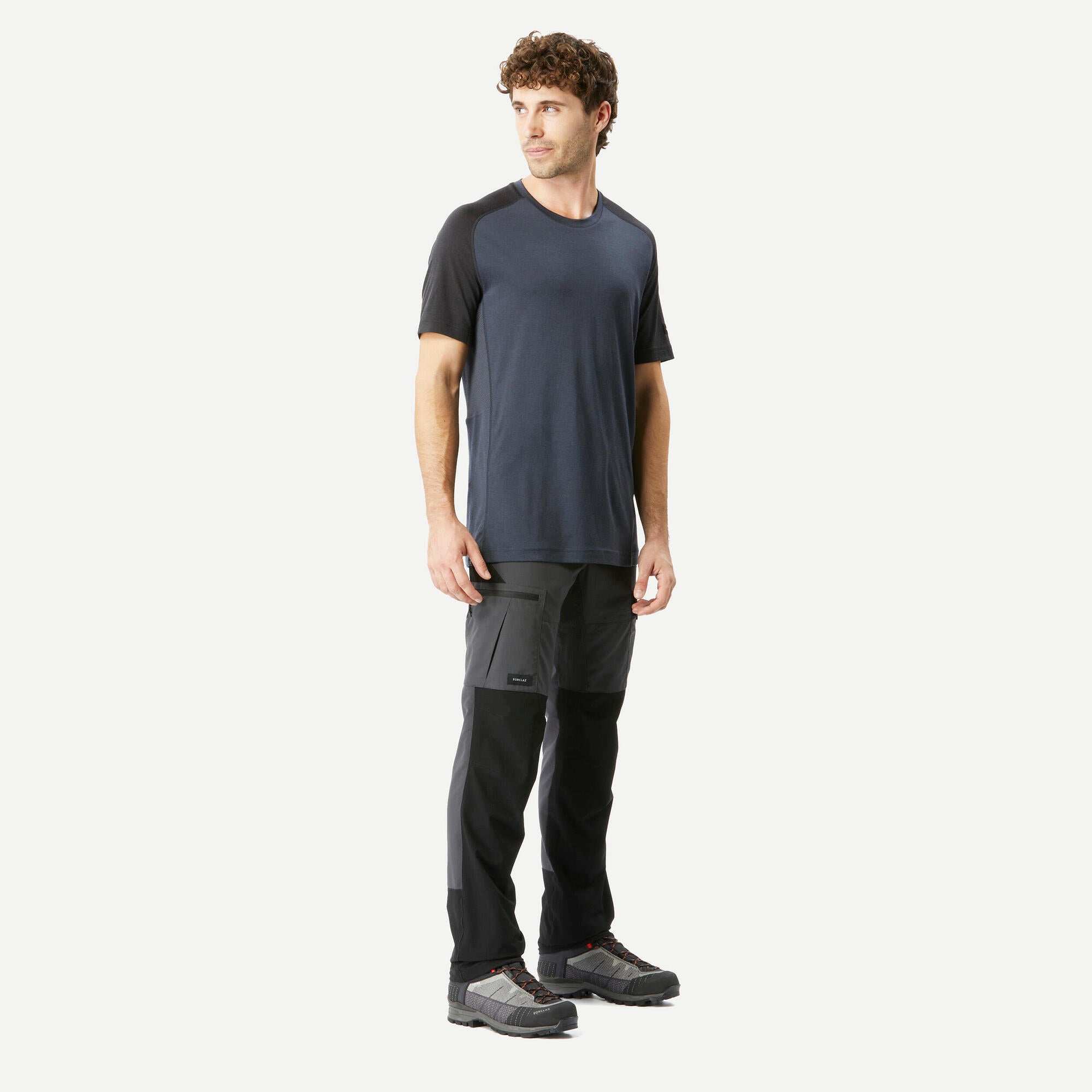 Forclaz Men's MT500 Merino Wool T-Shirt - Breathable & Odor-Resistant Hiking & Travel Base Layer for Outdoor Adventures