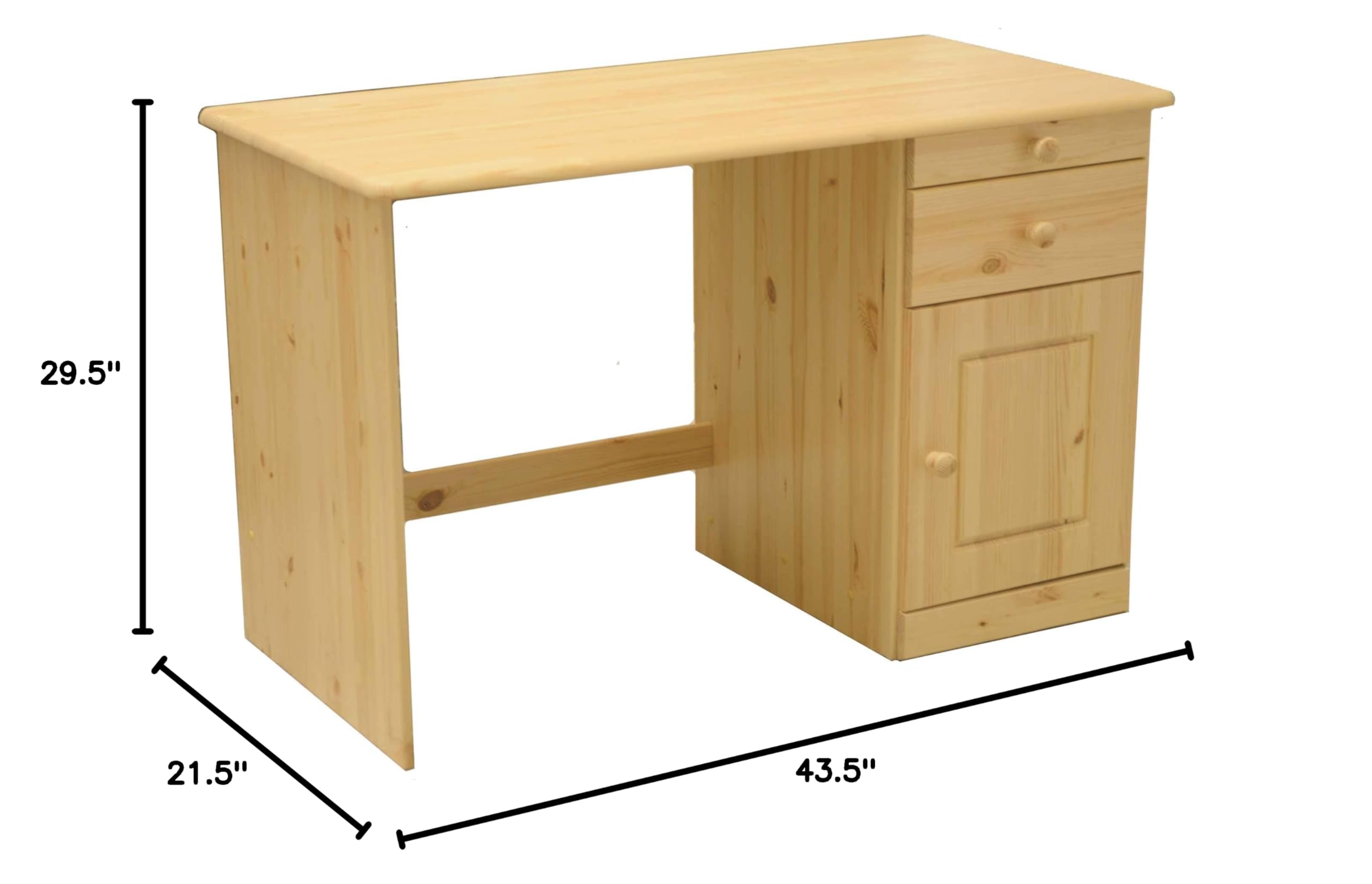 Henry Solid Wood Soft Close Drawers Desk - Natural Finish Writing Table for Home Office, Study & Workspace | Durable Wooden Computer Desk with Smooth Gliding Drawers