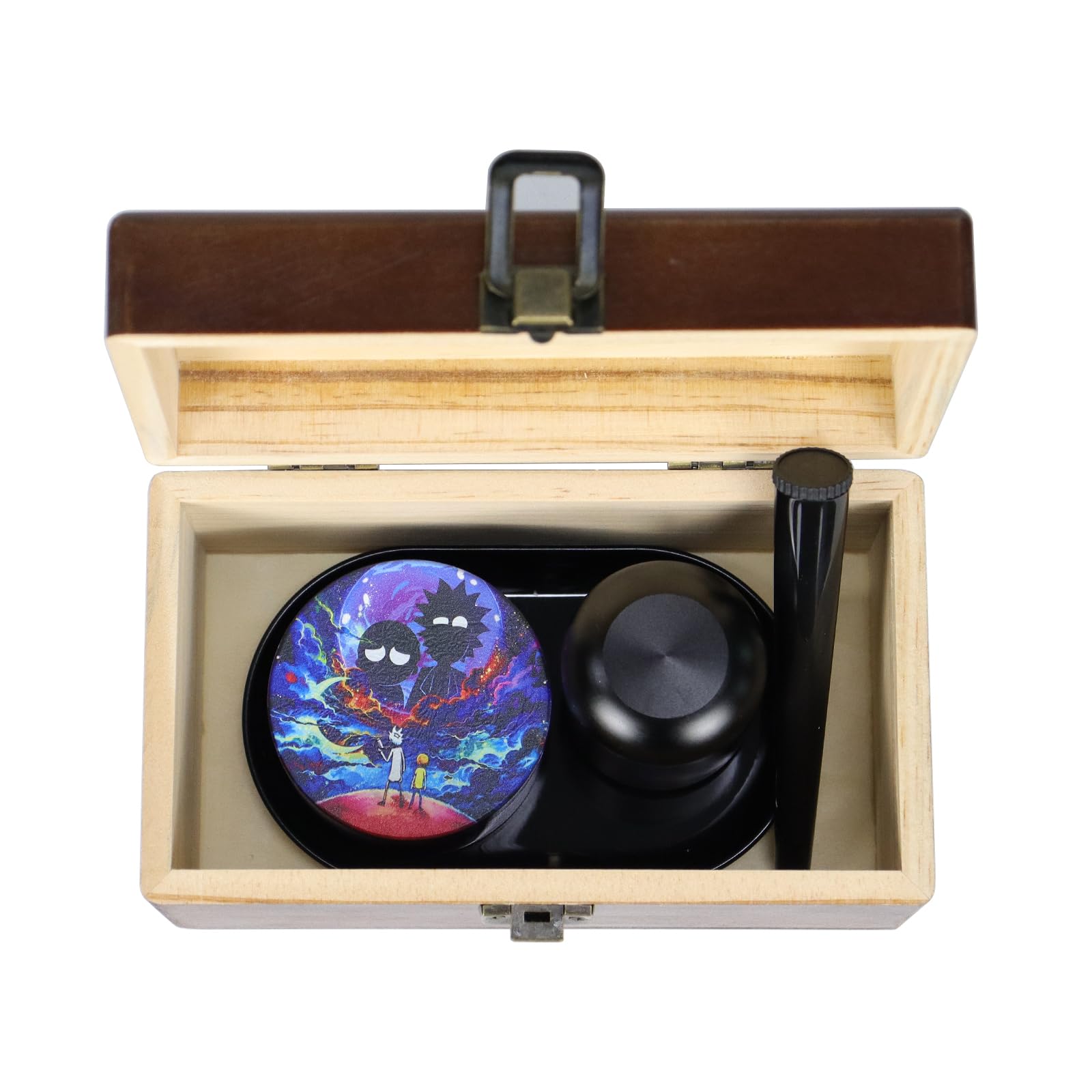 Premium 4-Piece Herb Grinder Kit with Pollen Catcher & Scraper - Durable Zinc Alloy, Sharp Diamond Teeth - Perfect for Herbs, Spices, Tobacco - Ideal Gift for Smokers & Cooking Enthusiasts (Square Gift Box Included) - Use for Home, Travel, or Outdoor Adventures